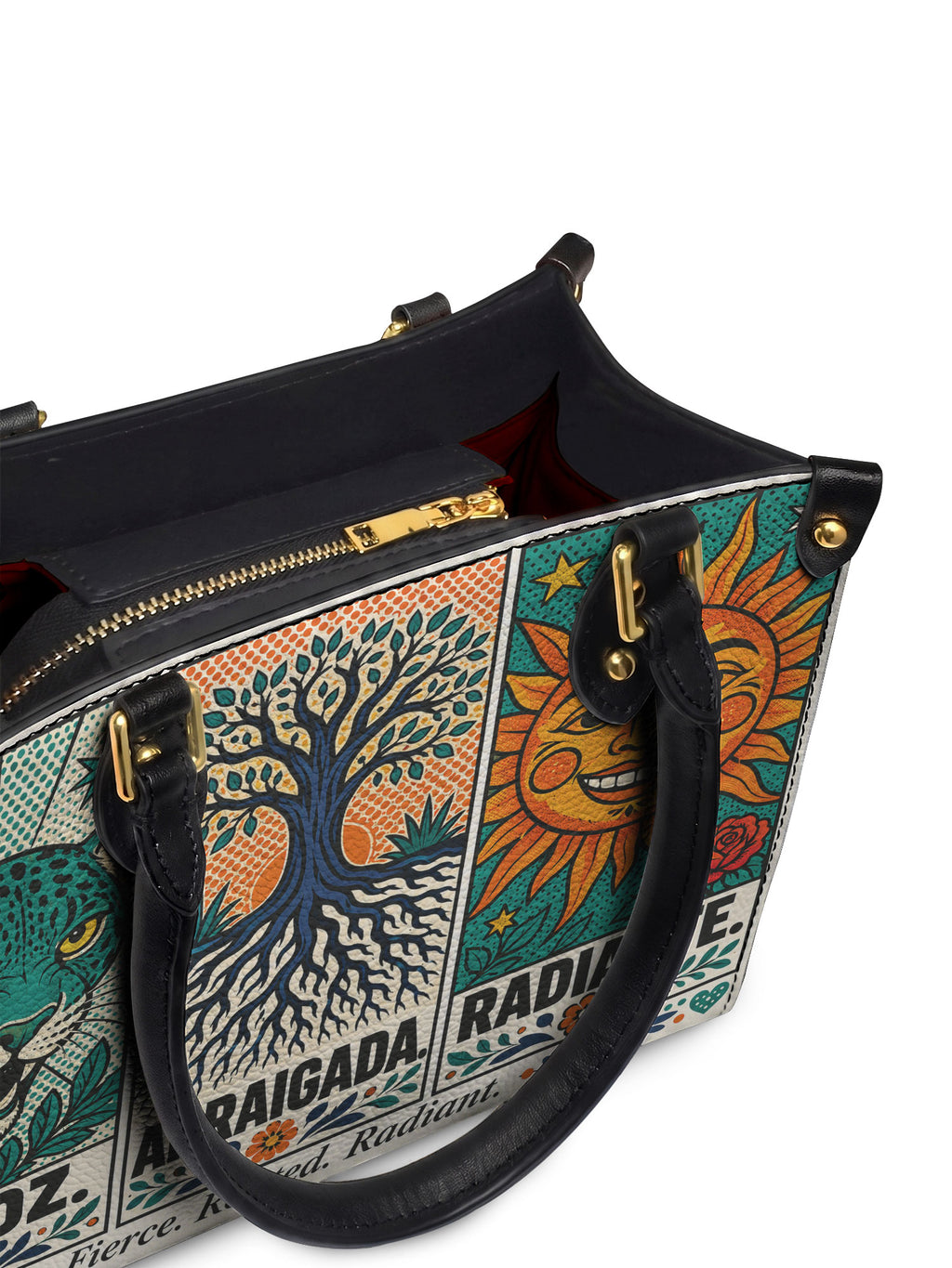 "Feroz. Arraigada. Radiante" ver.3 Small Leather Handbag - detail | Paleta Bags
