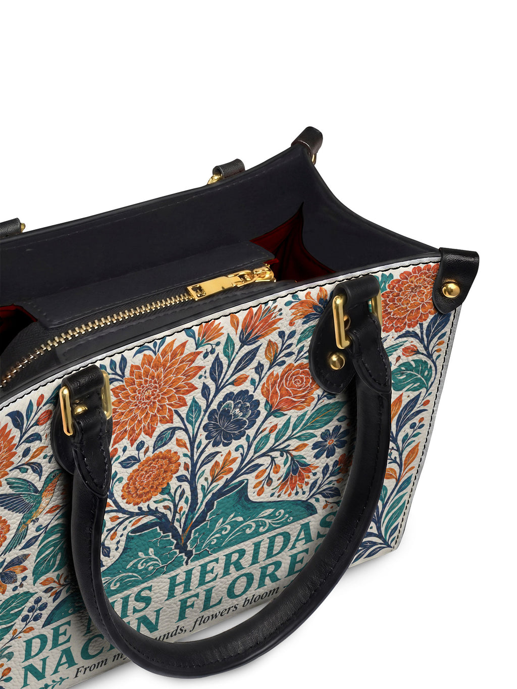 "De mis heridas nacen flores" ver.1 Small Leather Handbag - detail | Paleta Bags