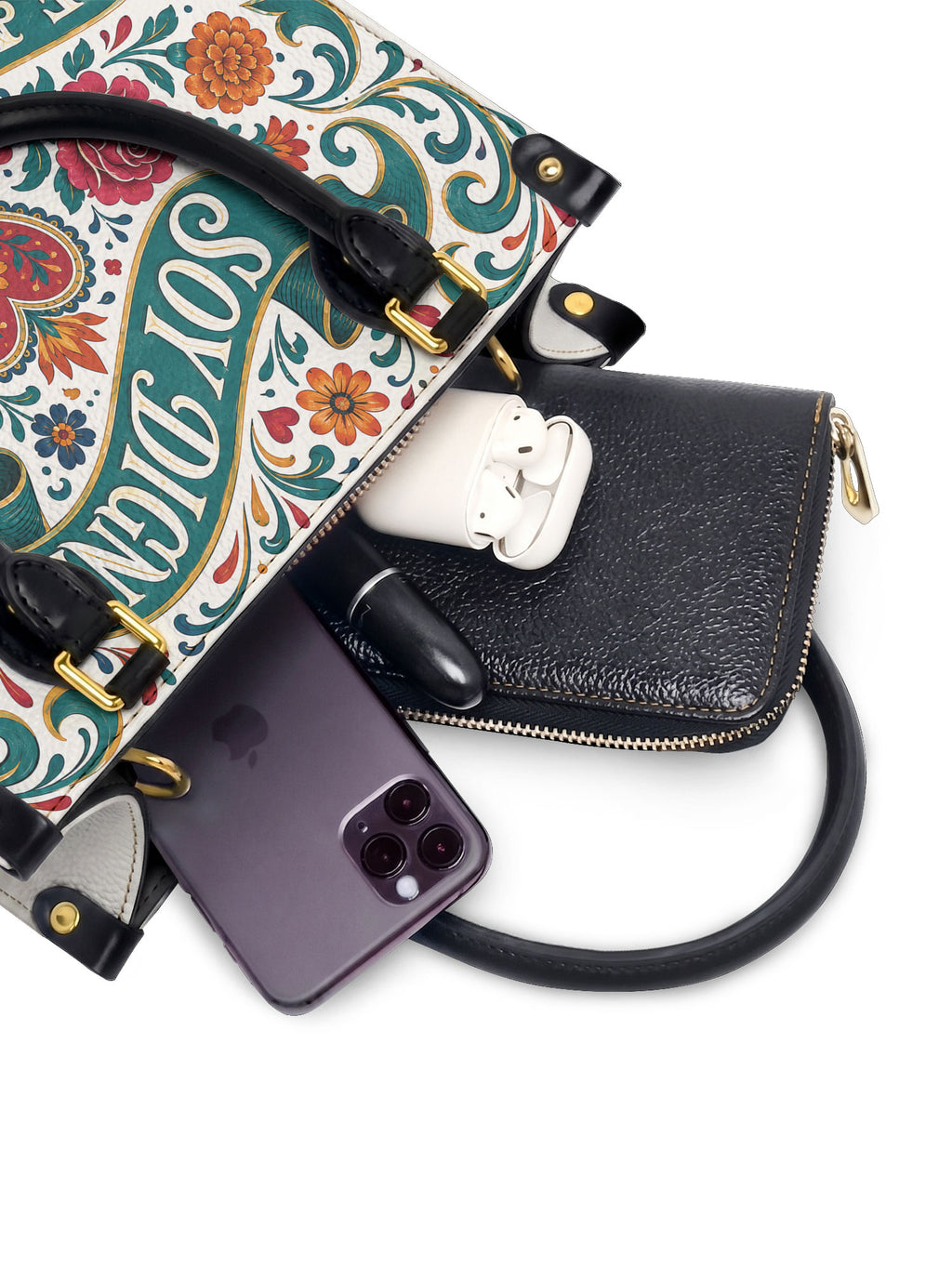 "Otomi Wild Embroidery" ver.3 Small Leather Handbag - interior | Paleta Bags