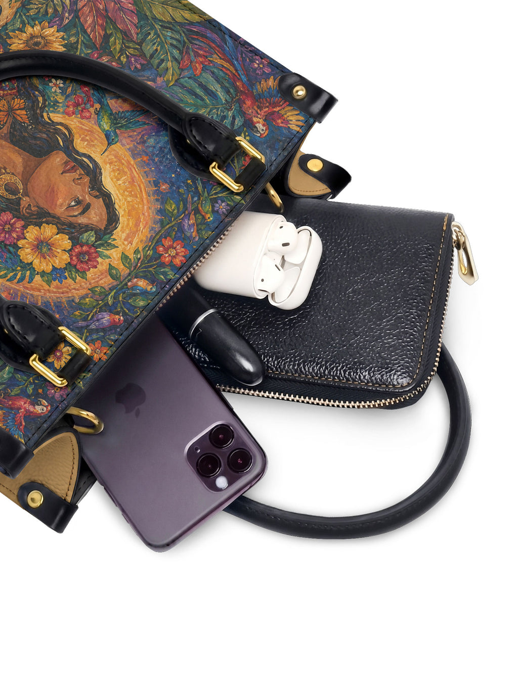 "Soy hija de la tierra" ver.4 Small Leather Handbag - interior | Paleta Bags