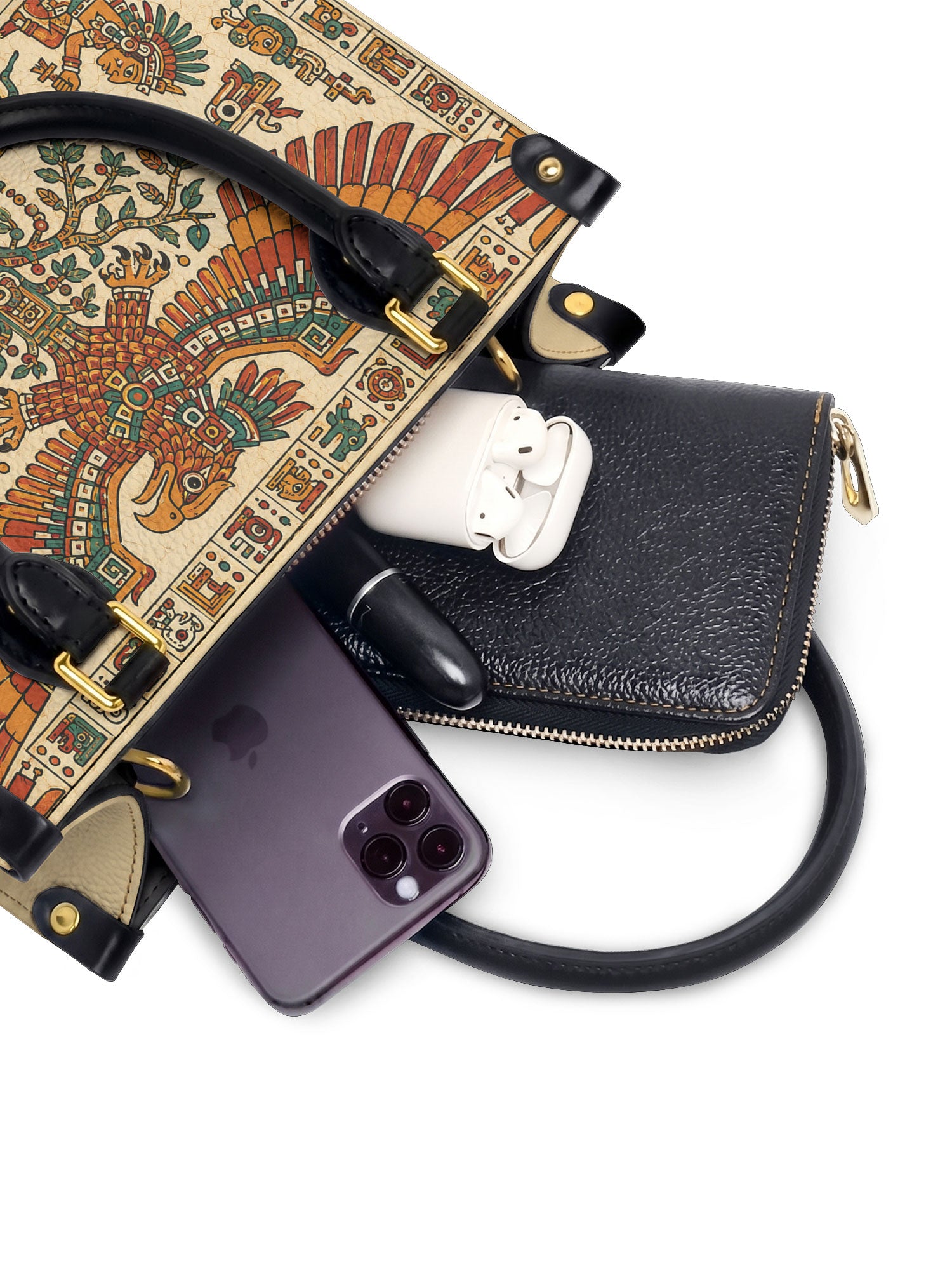 "Raíces profundas, alas libres" ver.3 Small Leather Handbag - interior | Paleta Bags