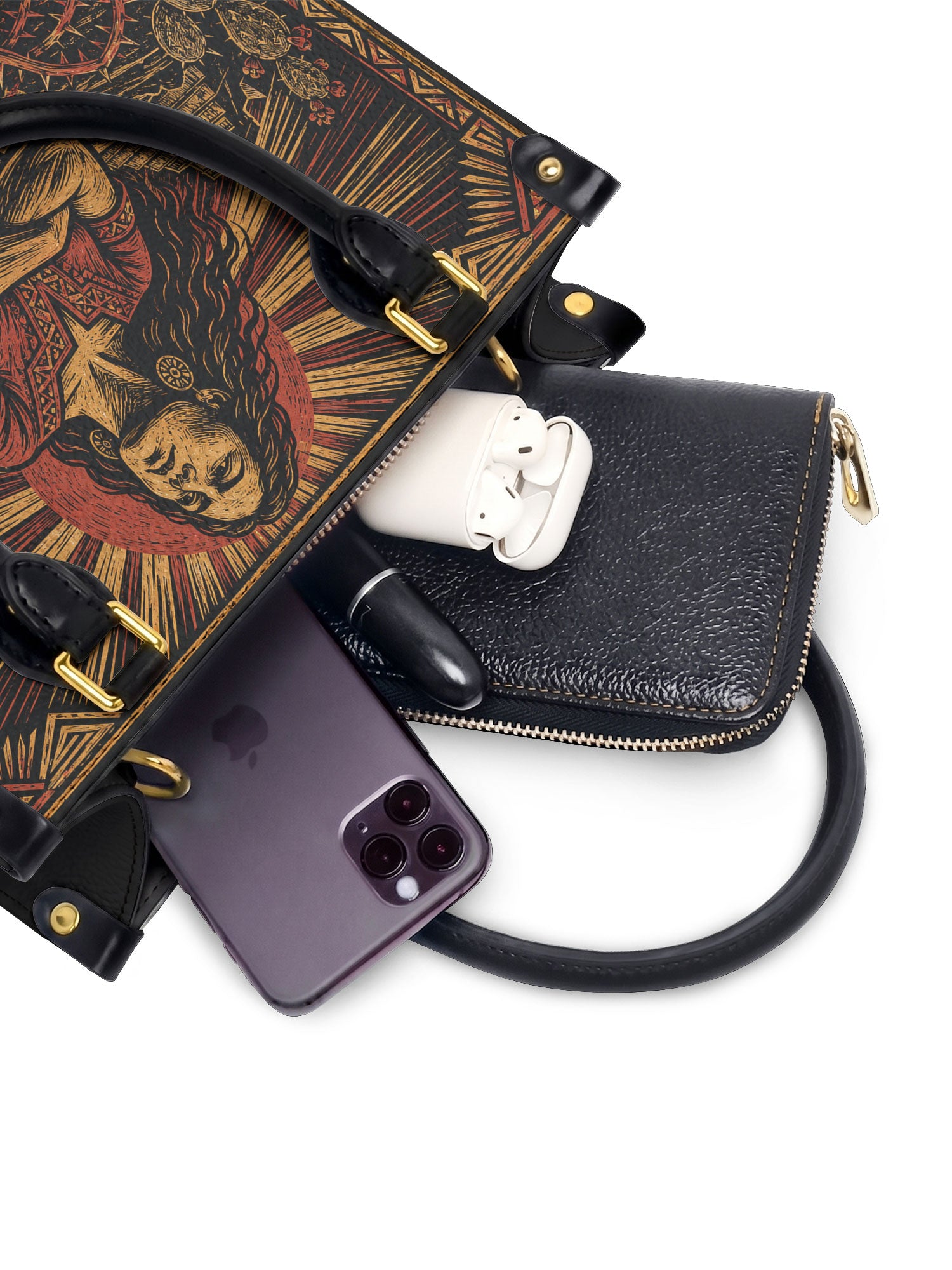 "El dolor me enseñó a ser fuerte" ver.2 Small Leather Handbag - interior | Paleta Bags