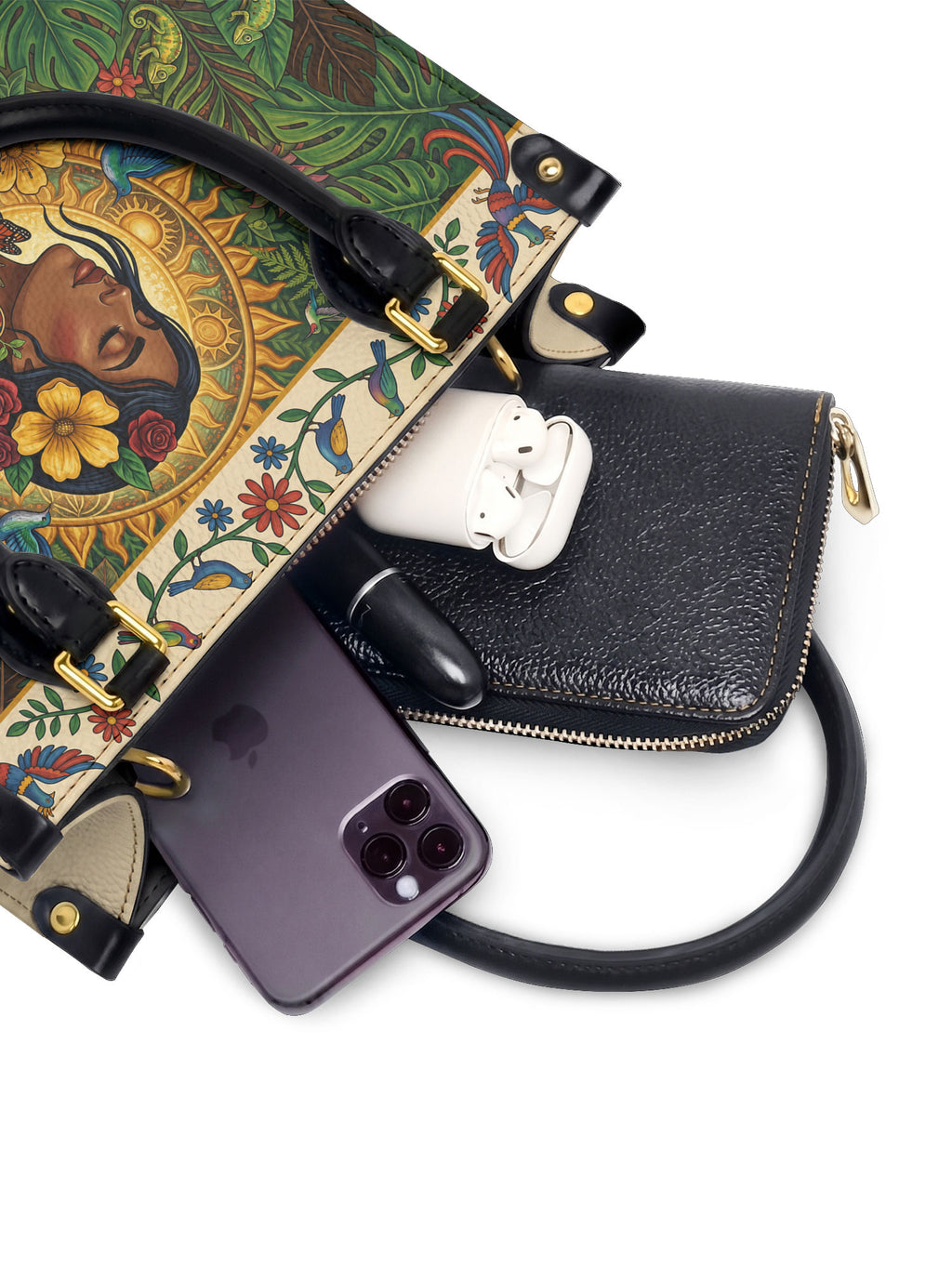 "Soy hija de la tierra" ver.6 Small Leather Handbag - interior | Paleta Bags