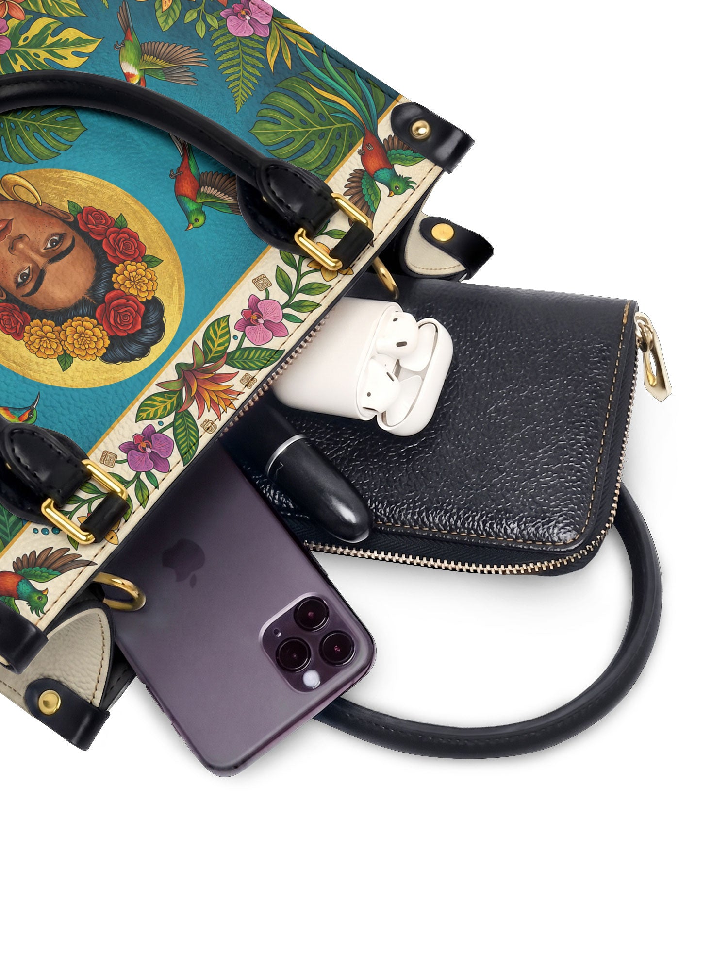 "Soy suficiente, tal y como soy" ver.11 Small Leather Handbag - interior | Paleta Bags