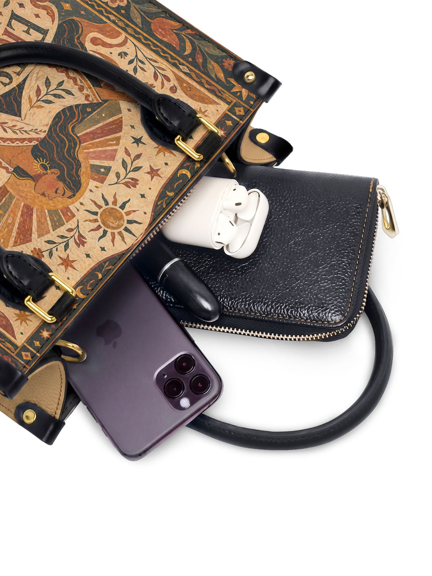 "Eres la mujer que alguna vez soñaste ser" ver.1 Small Leather Handbag - interior | Paleta Bags