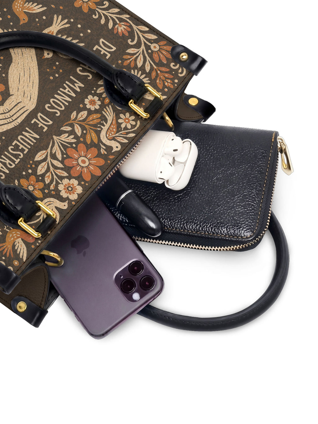 "De las manos de nuestras abuelas a las nuestras" ver.2 Small Leather Handbag - interior | Paleta Bags