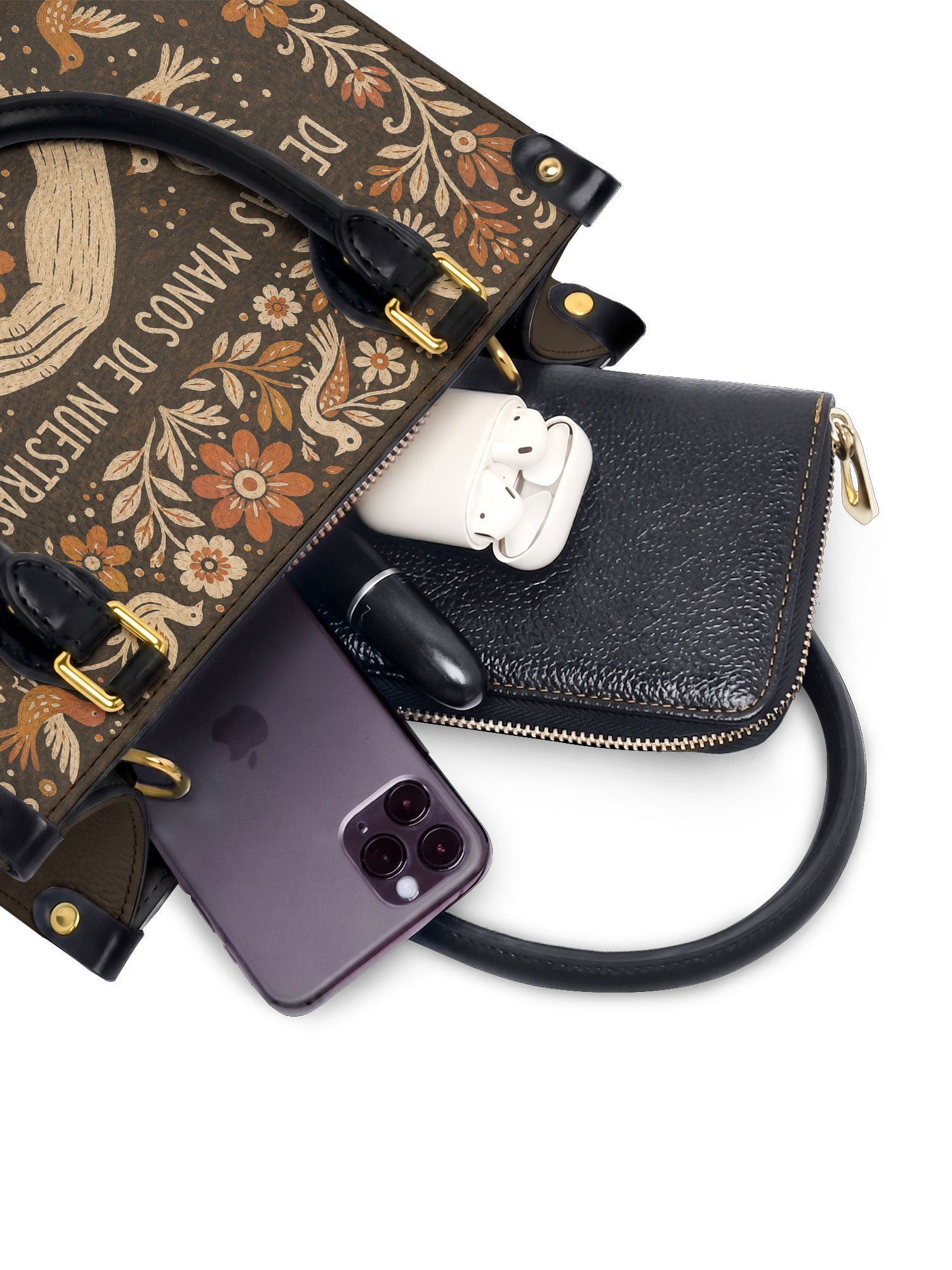 "De las manos de nuestras abuelas a las nuestras" ver.2 Small Leather Handbag - interior | Paleta Bags