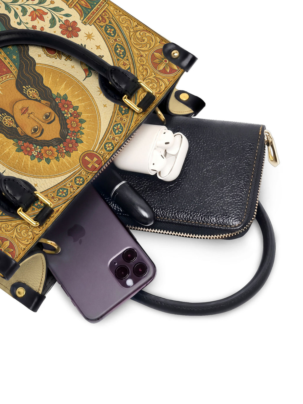 "Mi amor propio es sagrado" ver.2 Small Leather Handbag - interior | Paleta Bags