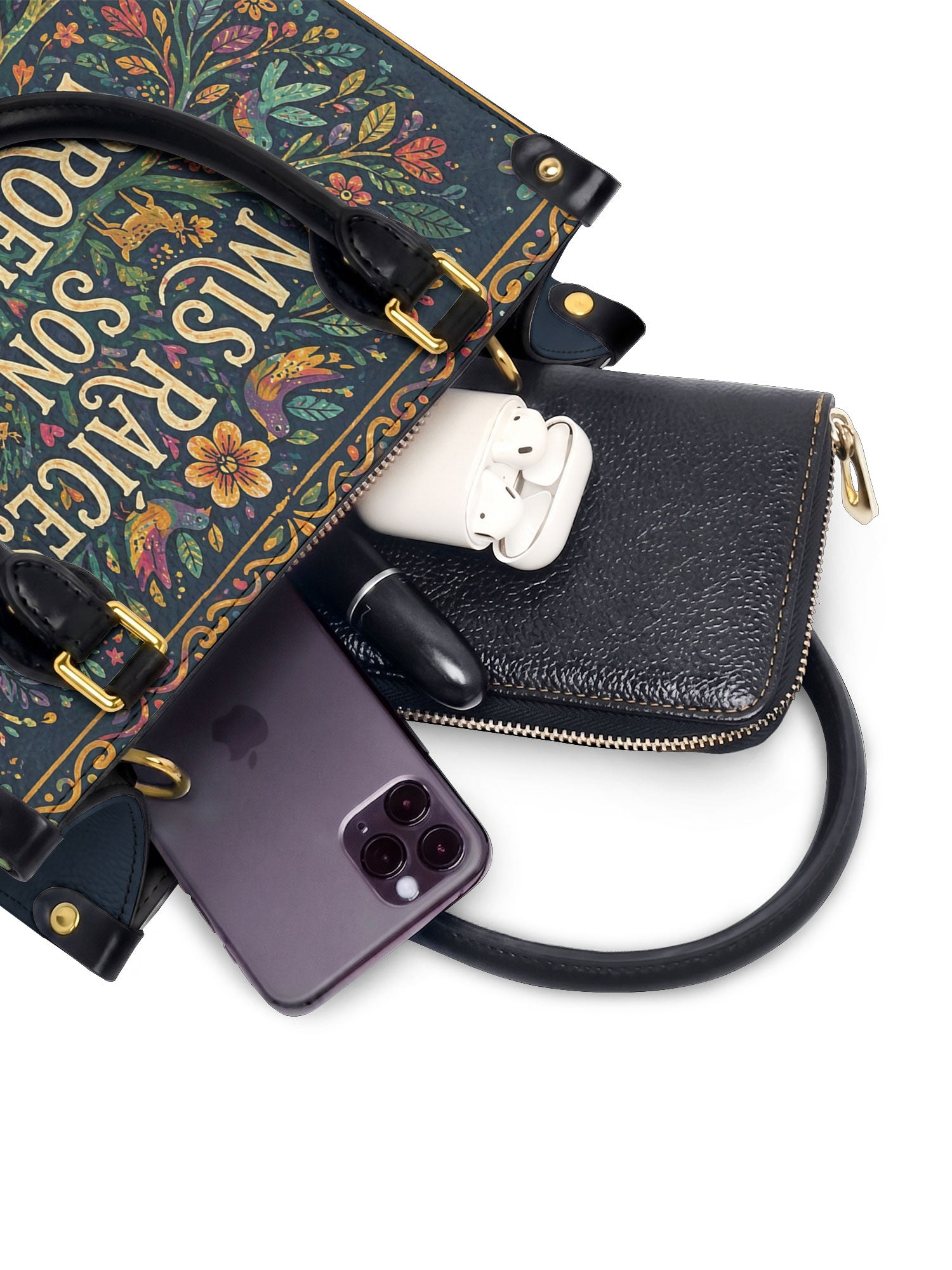 "Mis Raíces son Profundas" ver.4 Small Leather Handbag - interior | Paleta Bags