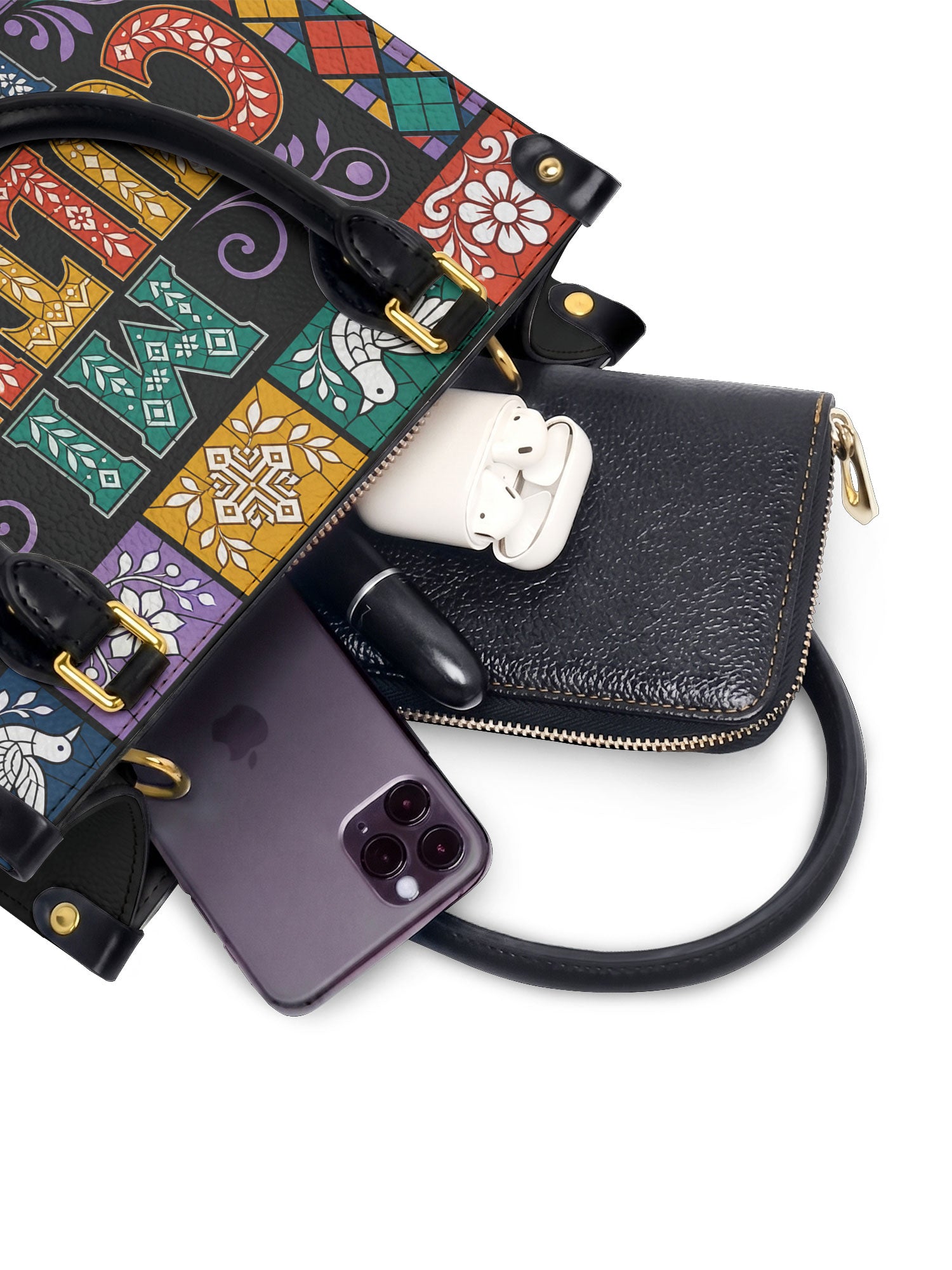 "Mi cultura es mi fortaleza" ver.4 Small Leather Handbag - interior | Paleta Bags