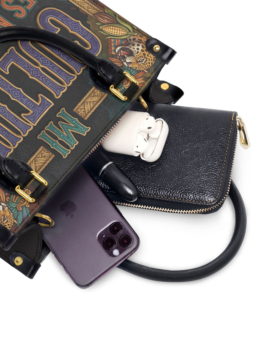 "Mi cultura es mi fortaleza" ver.3 Small Leather Handbag - interior | Paleta Bags