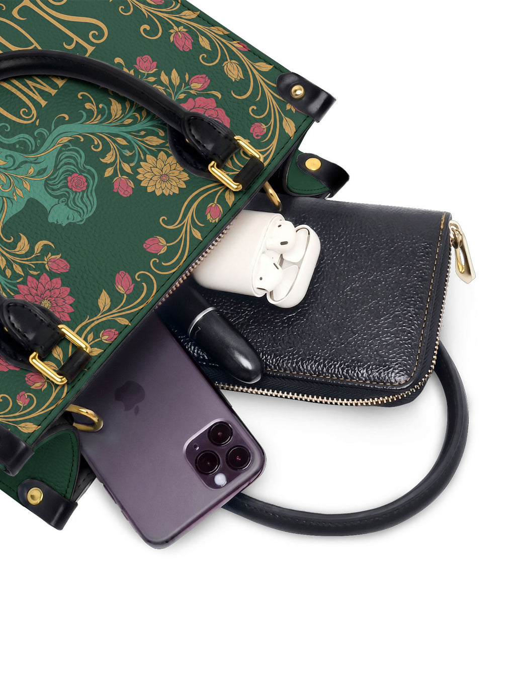 "Se amó hasta florecer" ver.3 Small Leather Handbag - interior | Paleta Bags