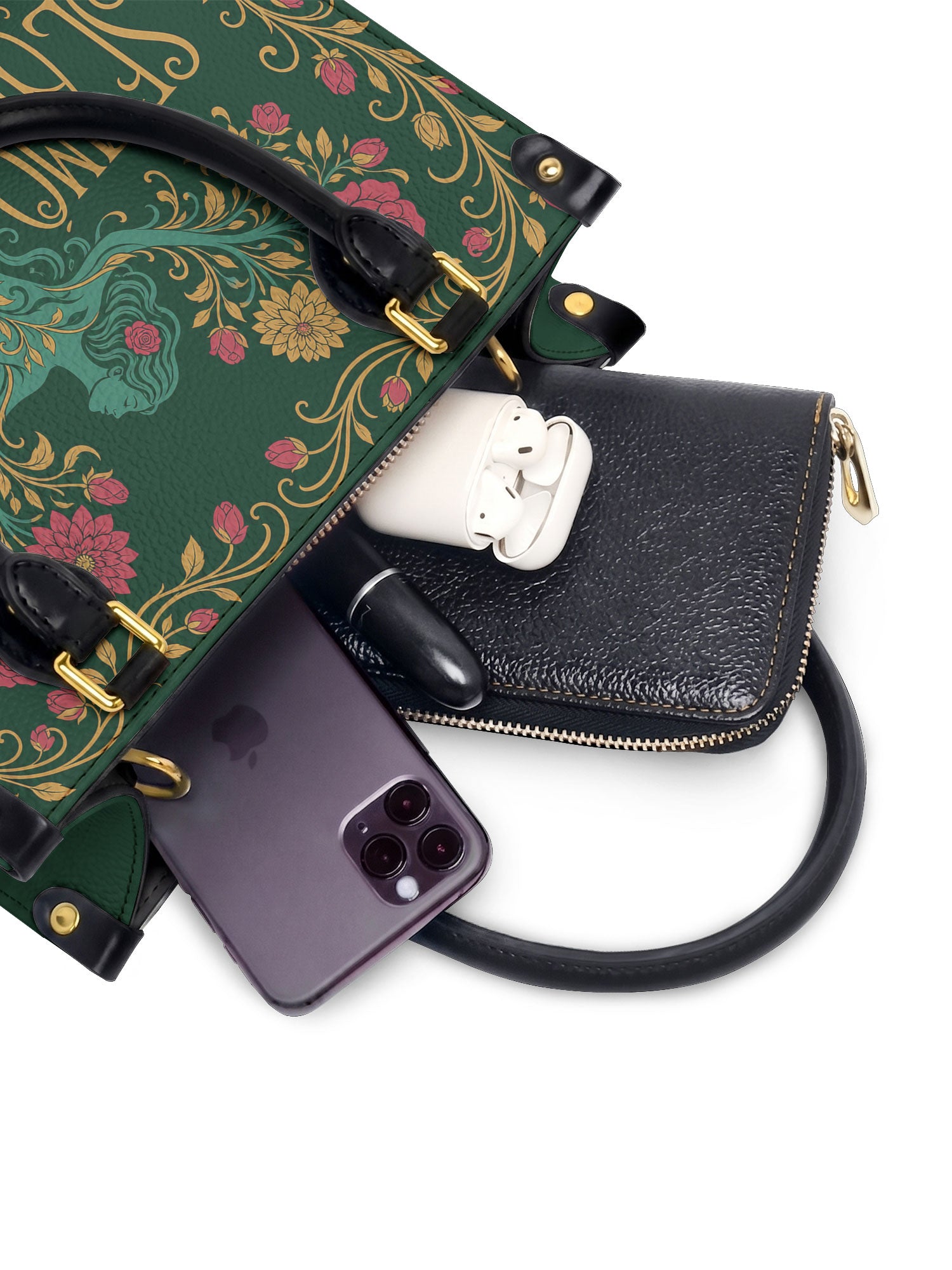 "Se amó hasta florecer" ver.3 Small Leather Handbag - interior | Paleta Bags