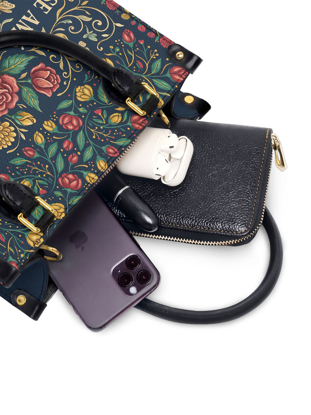 "Se amó hasta florecer" ver.6 Small Leather Handbag - interior | Paleta Bags