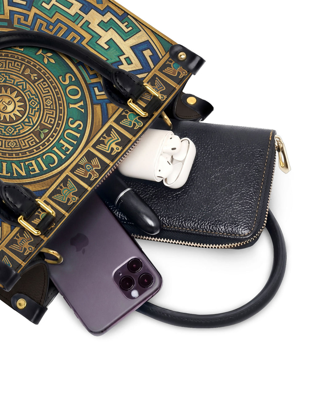 "Soy suficiente, tal y como soy" ver.10 Small Leather Handbag - interior | Paleta Bags