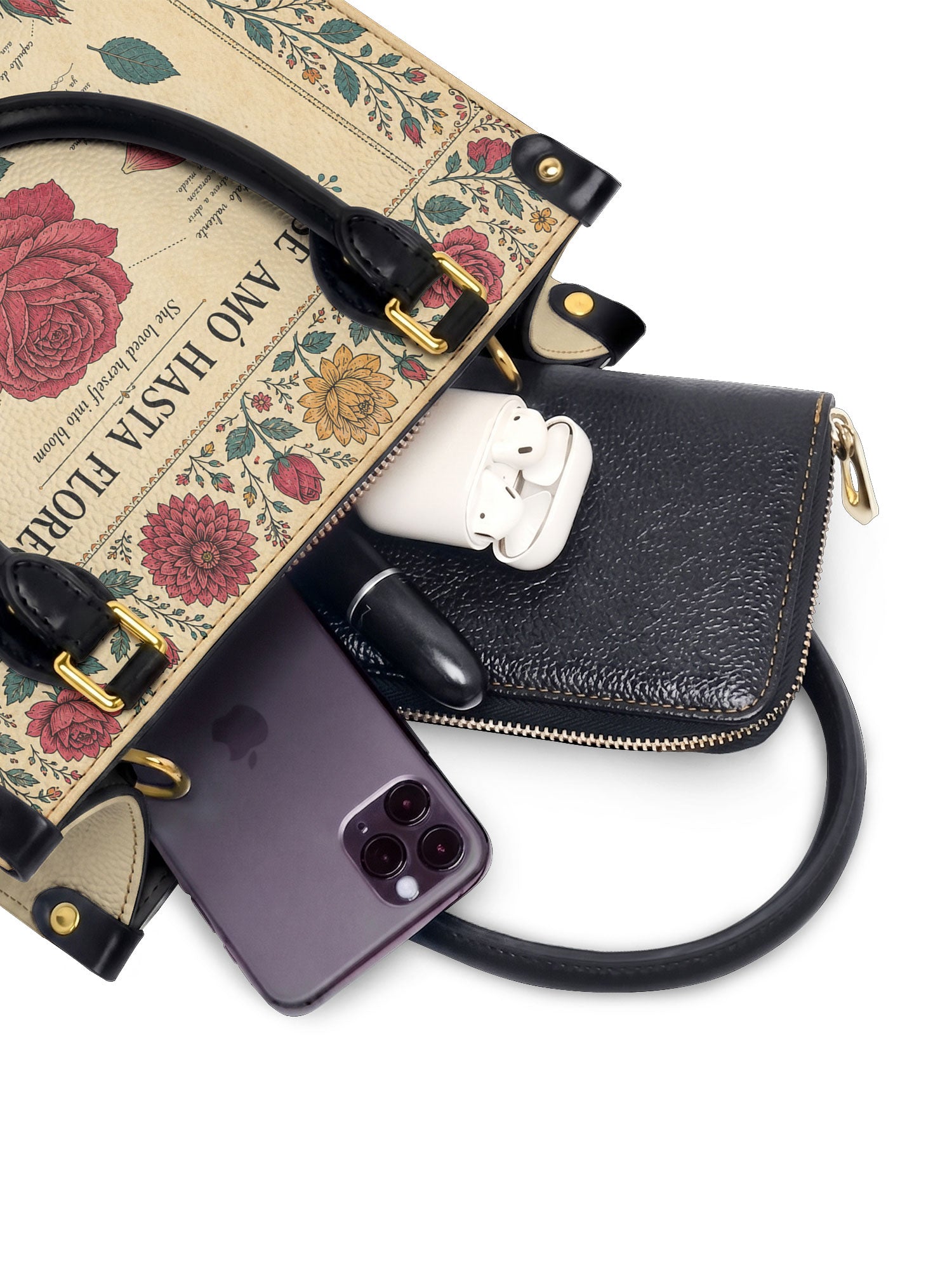"Se amó hasta florecer" ver.5 Small Leather Handbag - interior | Paleta Bags