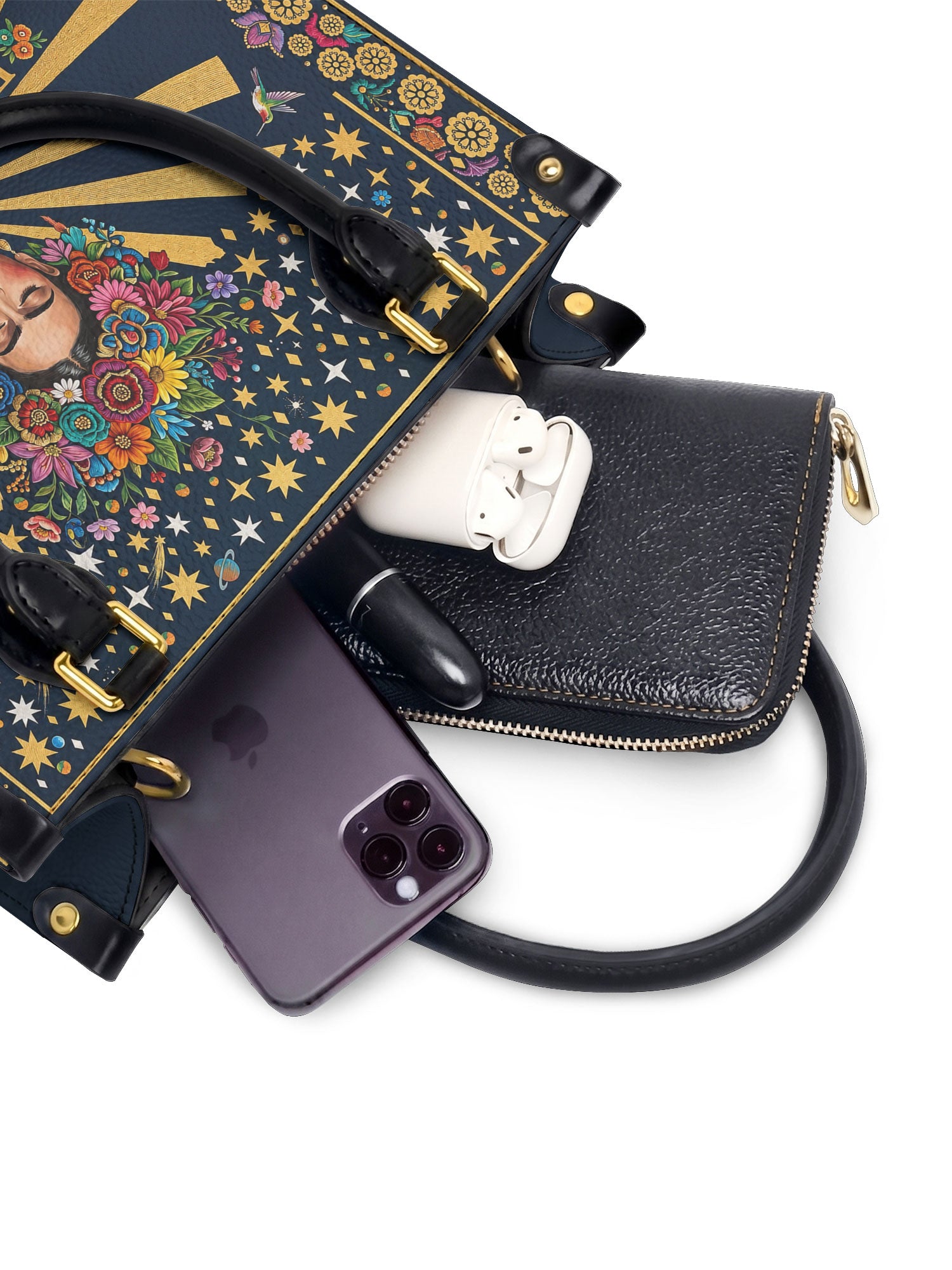 "Eres la mujer que alguna vez soñaste ser" ver.3 Small Leather Handbag - interior | Paleta Bags