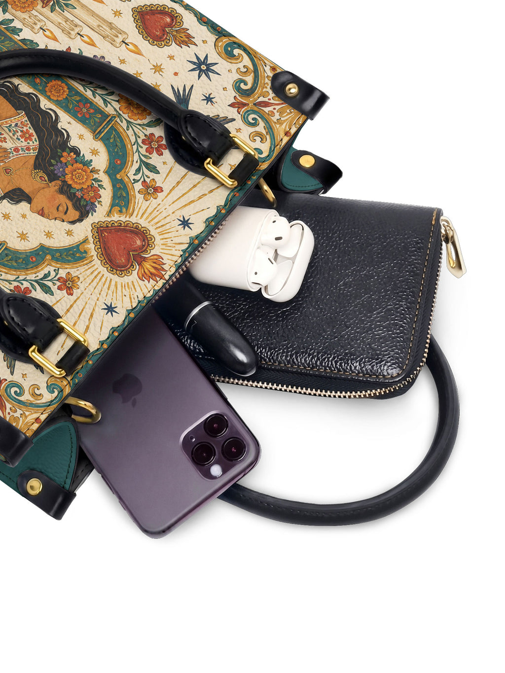 "Mi amor propio es sagrado" ver.1 Small Leather Handbag - interior | Paleta Bags