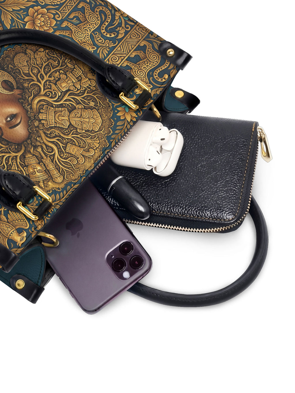 "Mi Raíz es Oro" ver.2 Small Leather Handbag - interior | Paleta Bags
