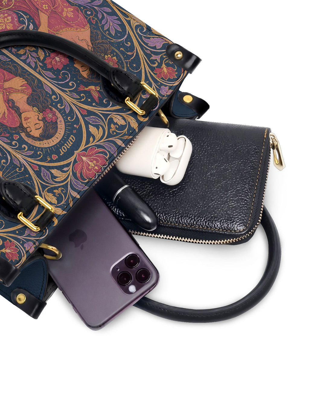 "Me cuido, me amo, me honro" ver.3 Small Leather Handbag - interior | Paleta Bags