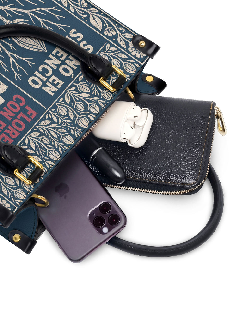 "Sanó en silencio, floreció con fuerza" ver.1 Small Leather Handbag - interior | Paleta Bags