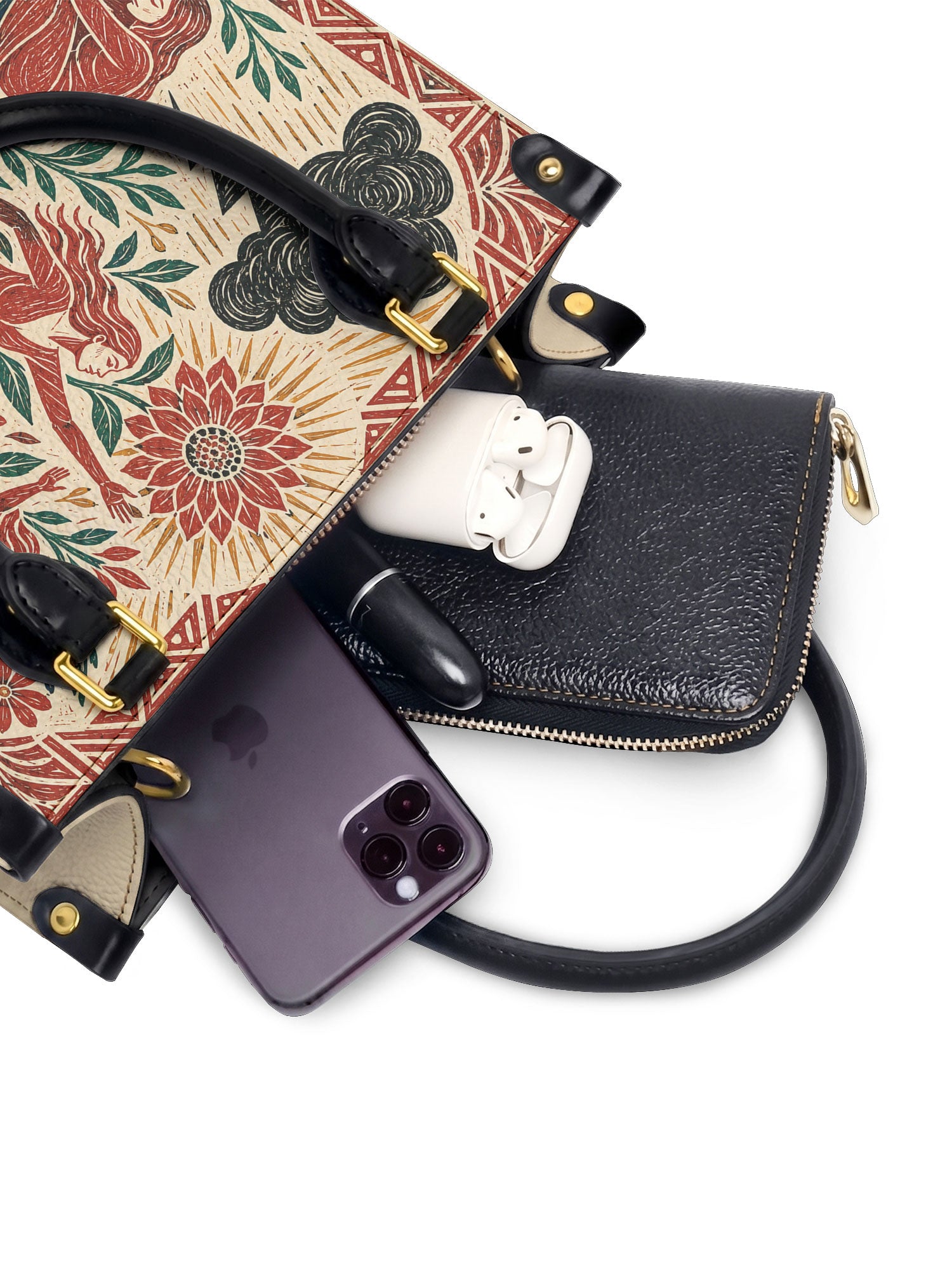 "Caí, me levanté, florecí" ver.2 Small Leather Handbag - interior | Paleta Bags