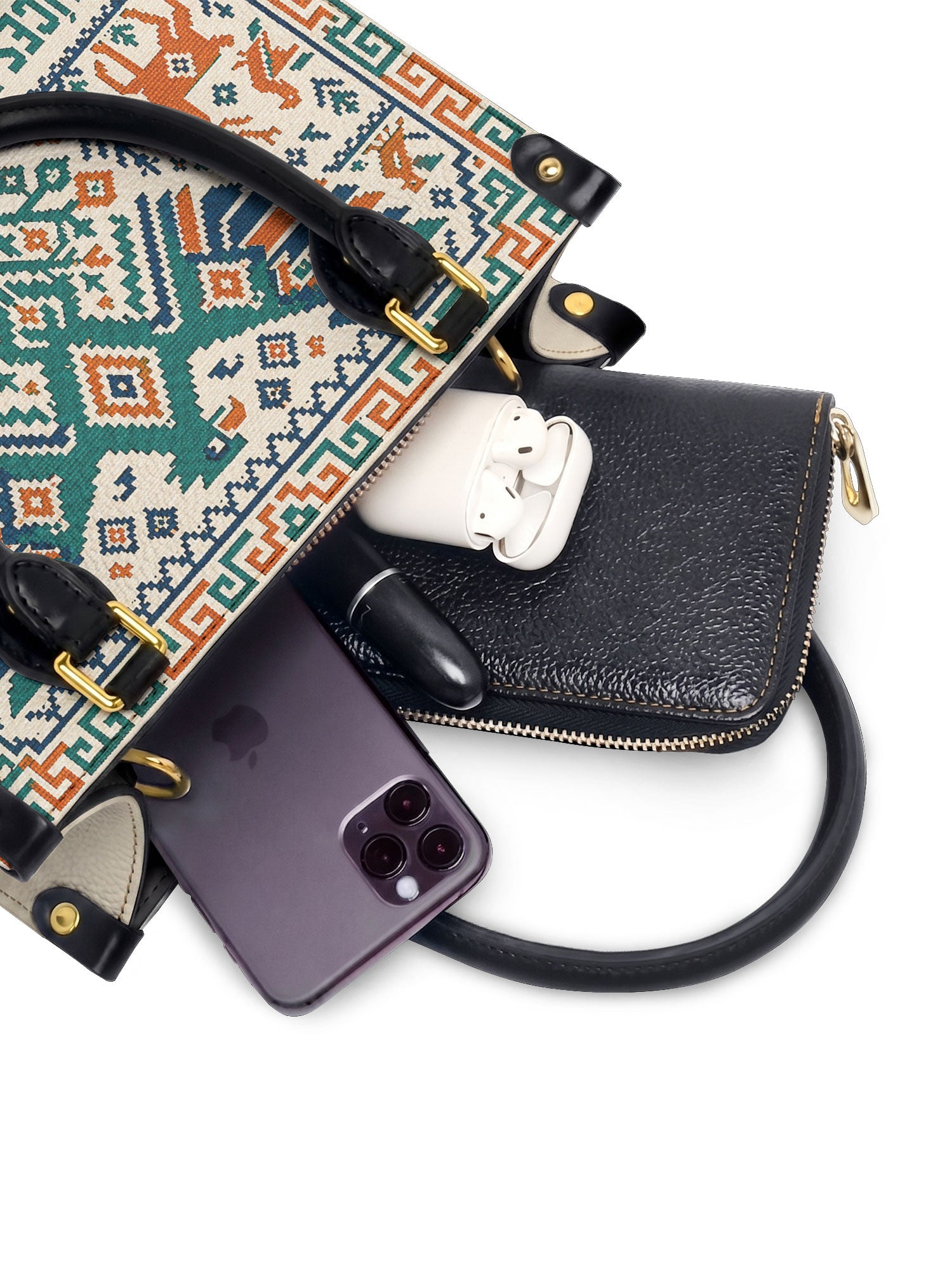 "Raíces profundas, alas libres" ver.4 Small Leather Handbag - interior | Paleta Bags