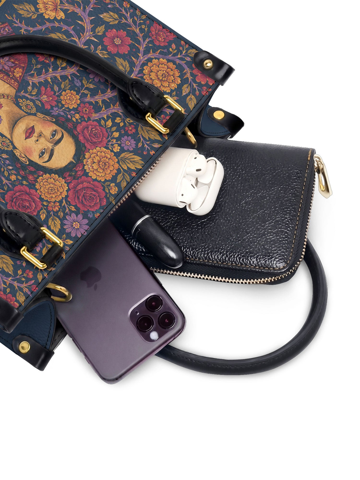 "De mis heridas nacen flores" ver.3 Small Leather Handbag - interior | Paleta Bags