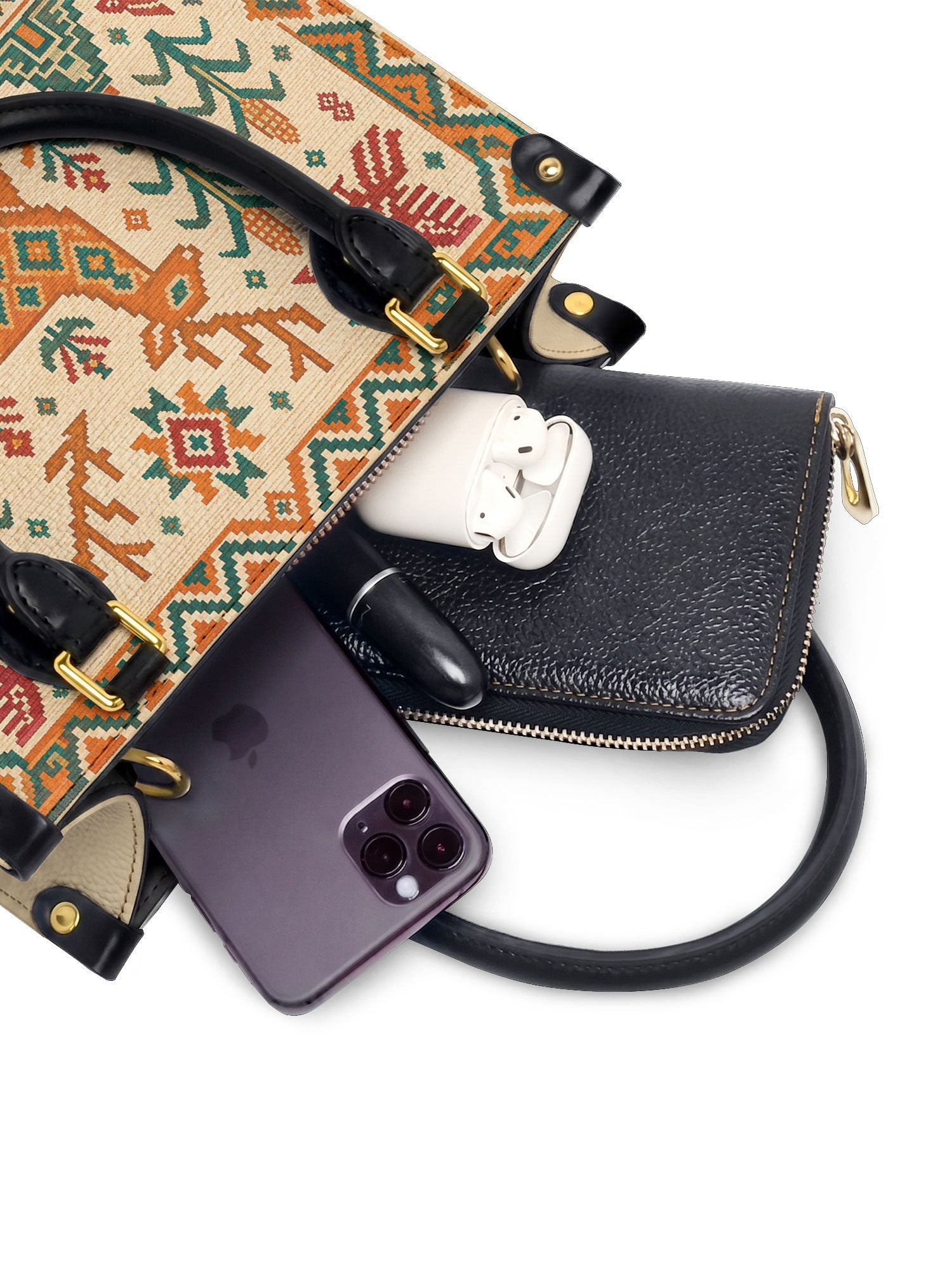 "Orgullosa de donde vengo" ver.1 Small Leather Handbag - interior | Paleta Bags
