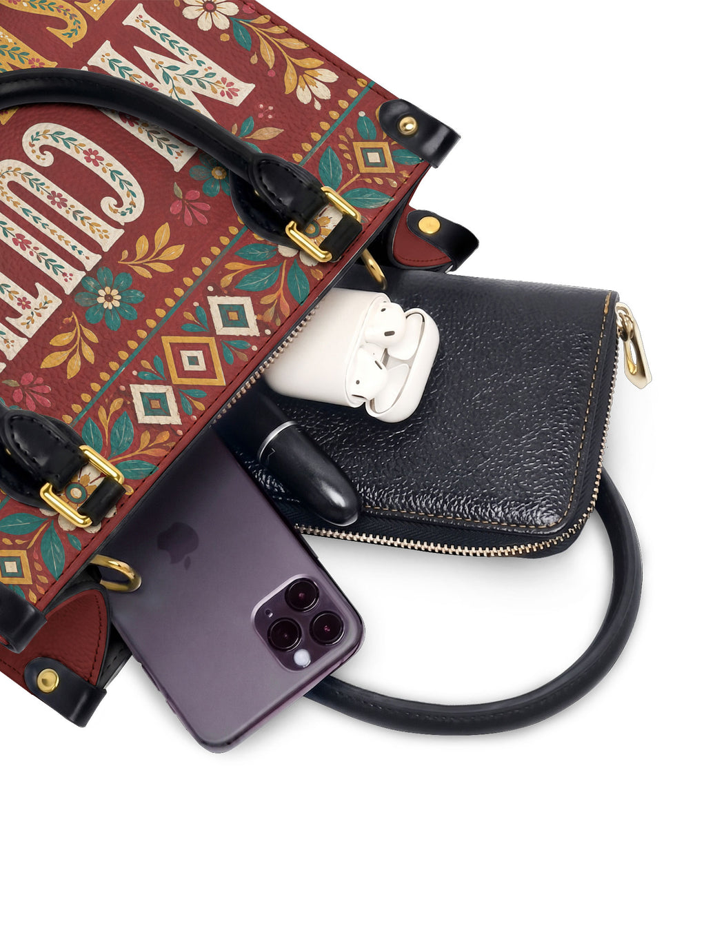"Mi cultura es mi fortaleza" ver.6 Small Leather Handbag - interior | Paleta Bags
