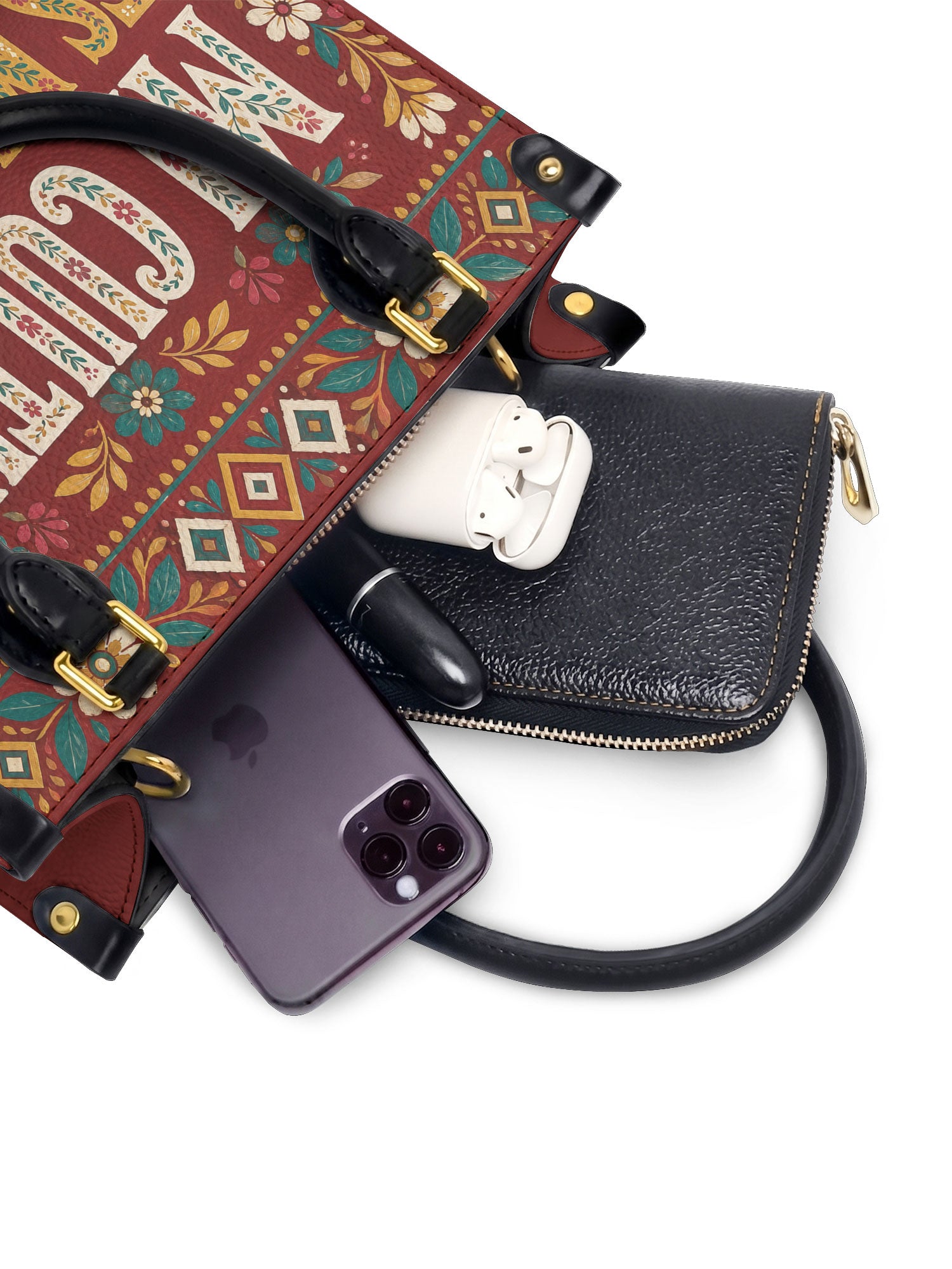 "Mi cultura es mi fortaleza" ver.6 Small Leather Handbag - interior | Paleta Bags