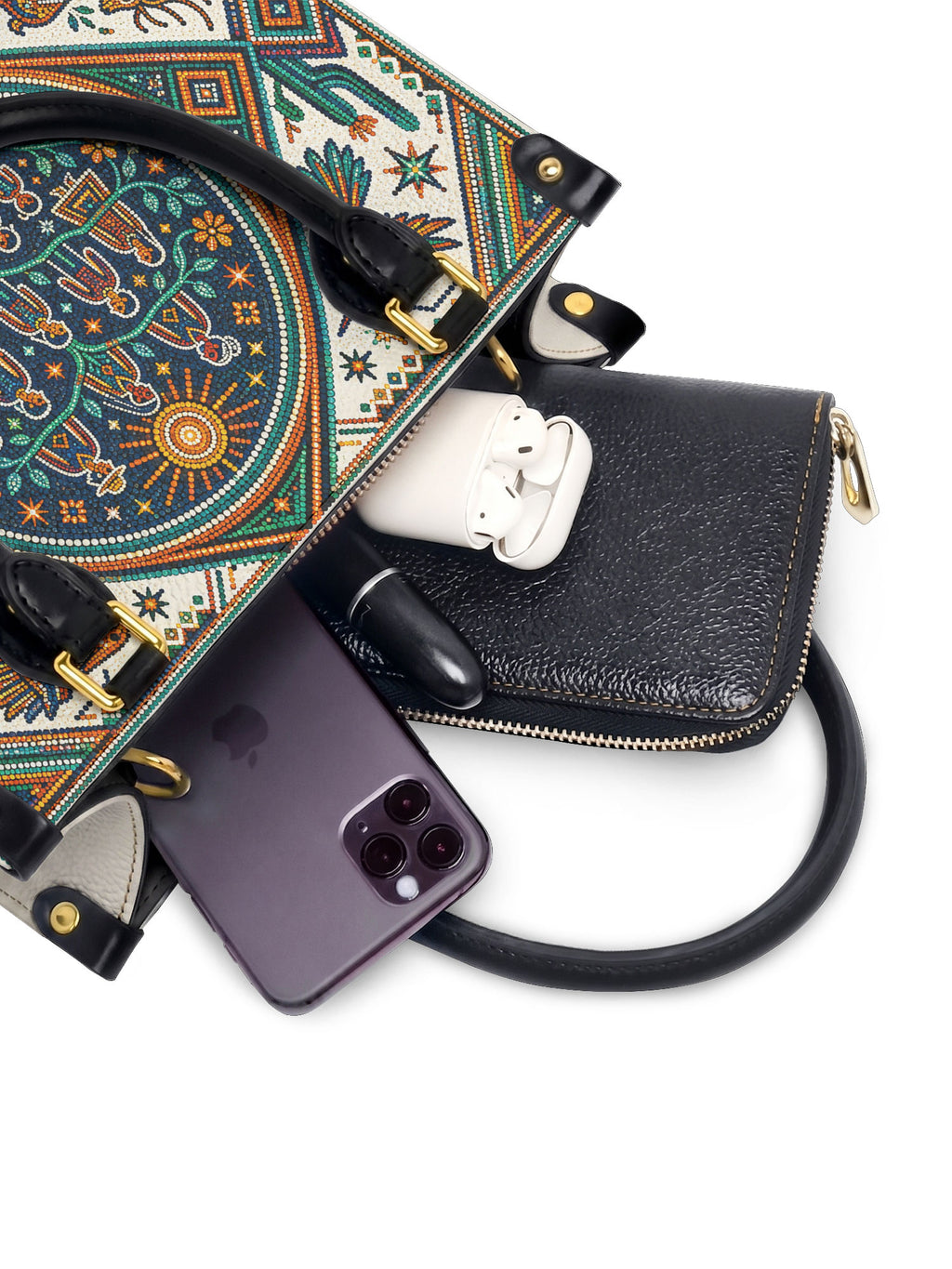 "Llevo a mis ancestros en la sangre" ver.4 Small Leather Handbag - interior | Paleta Bags