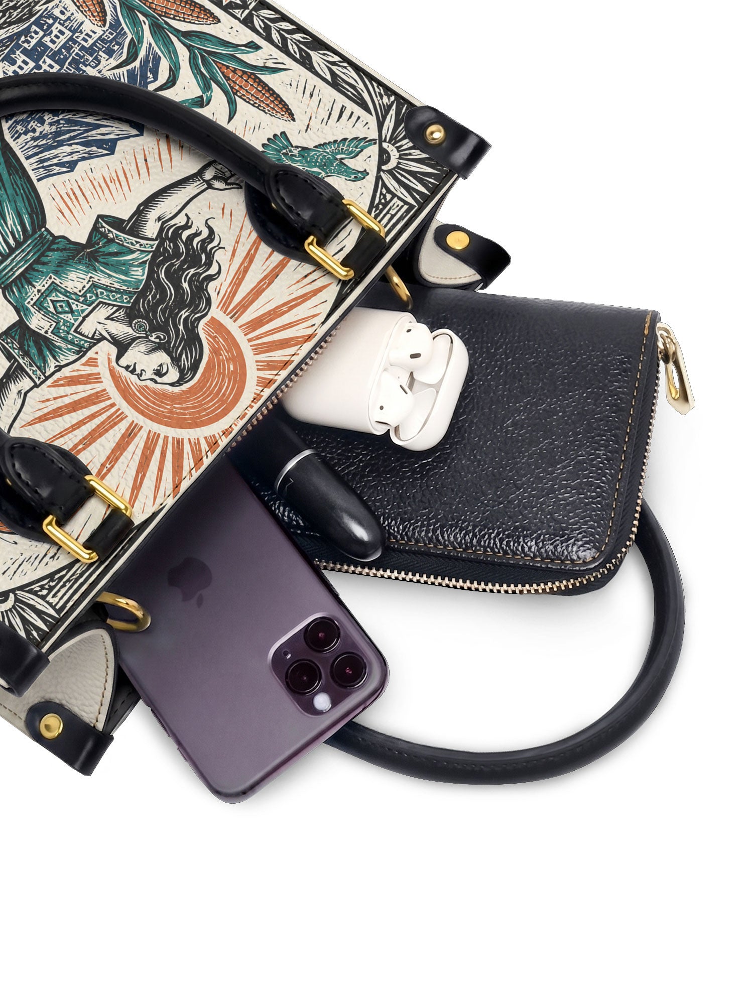 "Soy la dueña de mi destino" ver.2 Small Leather Handbag - interior | Paleta Bags