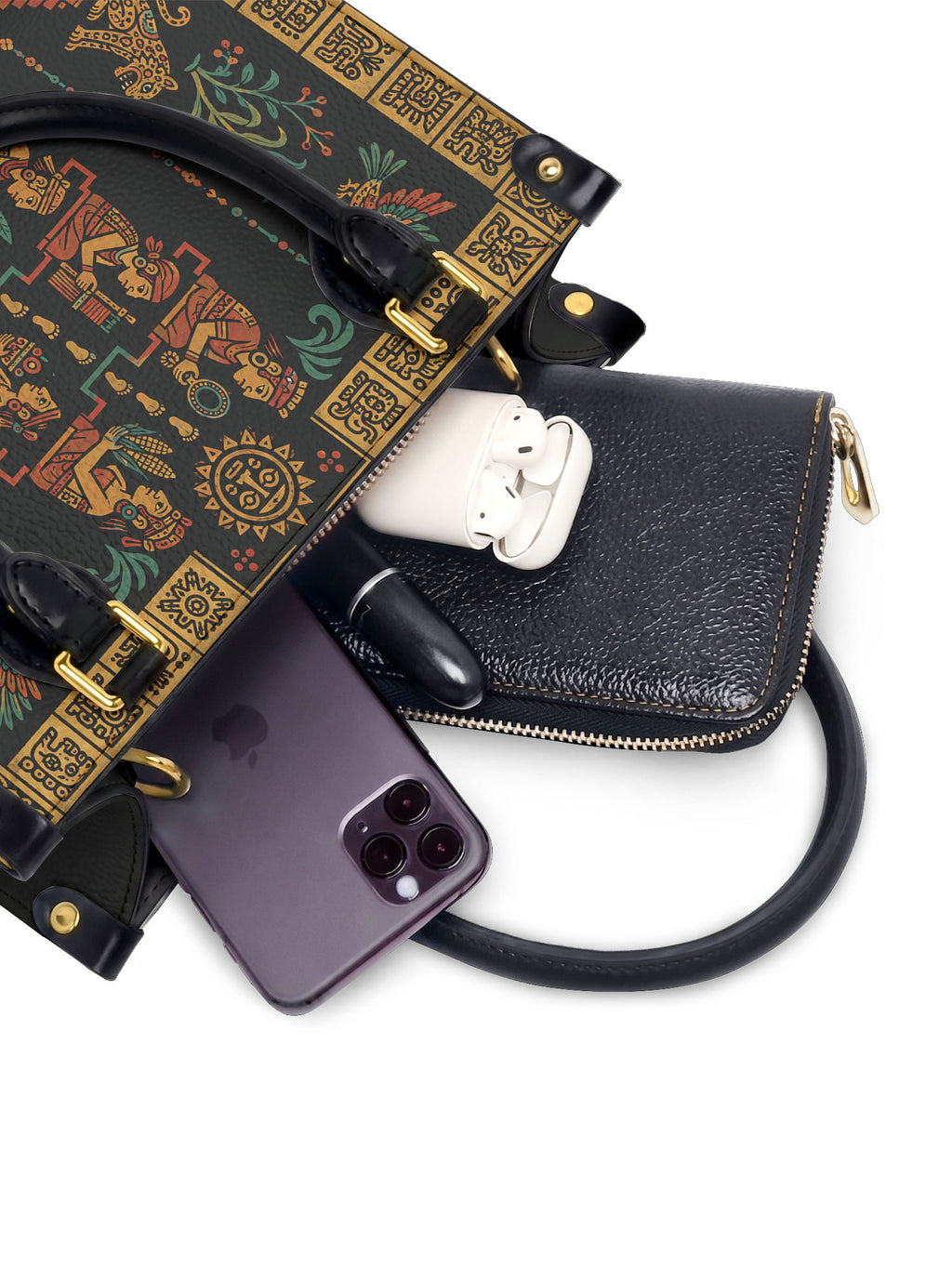 "Llevo a mis ancestros en la sangre" ver.2 Small Leather Handbag - interior | Paleta Bags