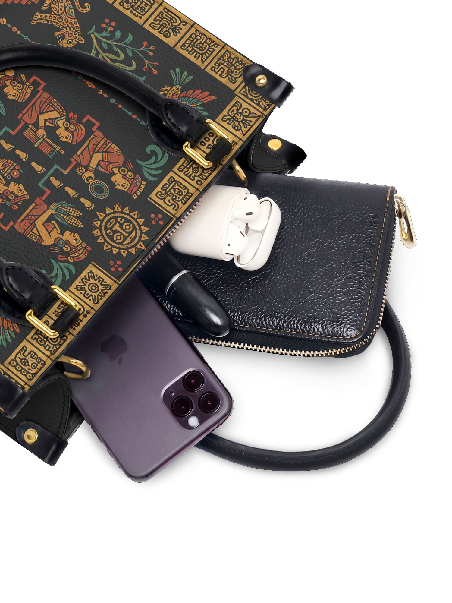 "Llevo a mis ancestros en la sangre" ver.2 Small Leather Handbag - interior | Paleta Bags