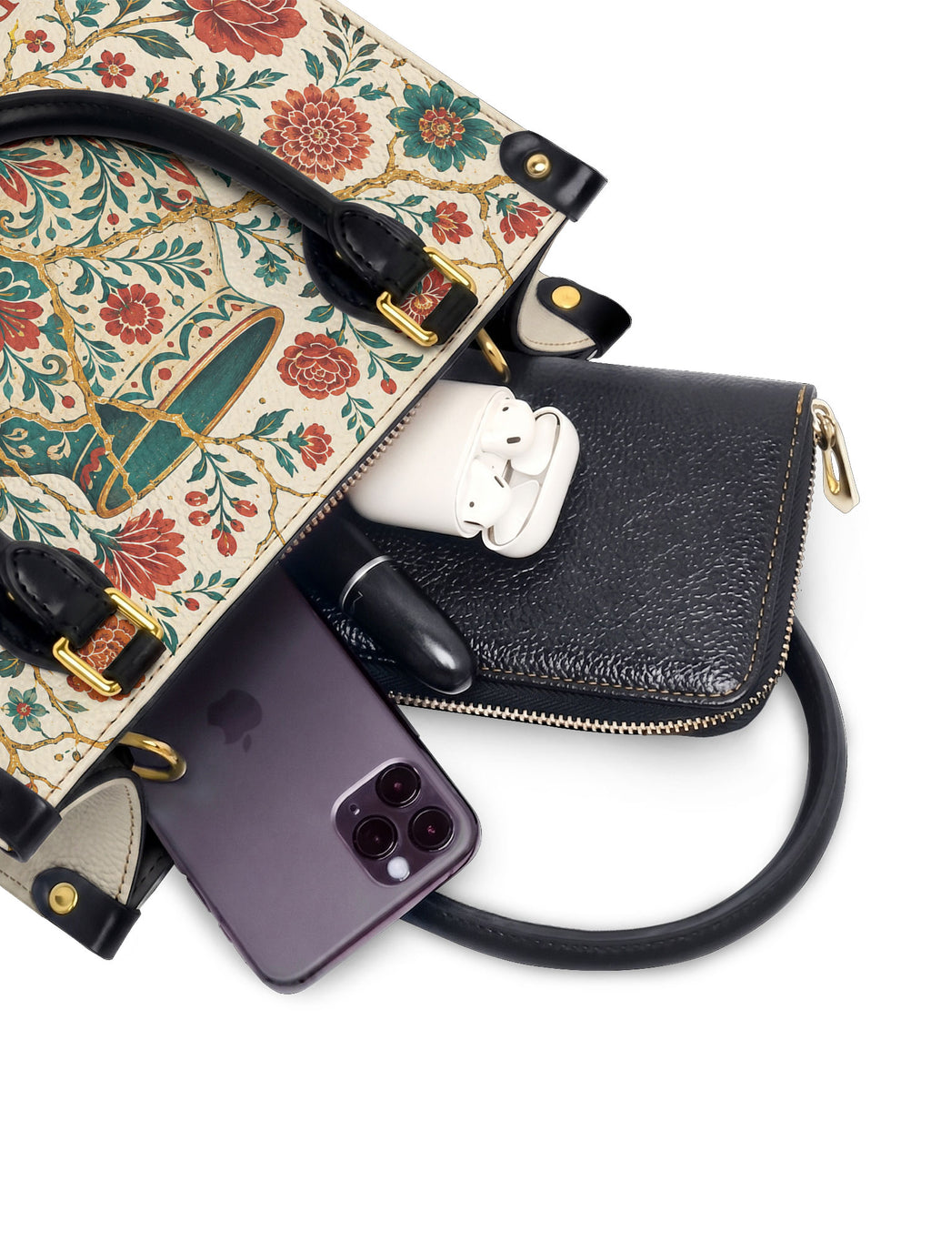 "De mis heridas nacen flores" ver.2 Small Leather Handbag - interior | Paleta Bags