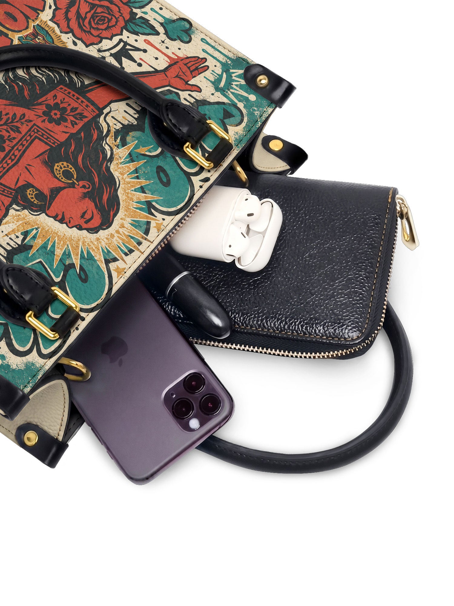 "No pido permiso para ocupar espacio" ver.3 Small Leather Handbag - interior | Paleta Bags