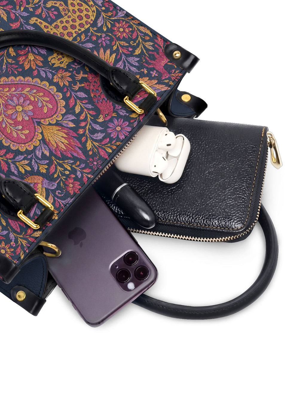 "Otomi Wild Embroidery" ver.2 Small Leather Handbag - interior | Paleta Bags