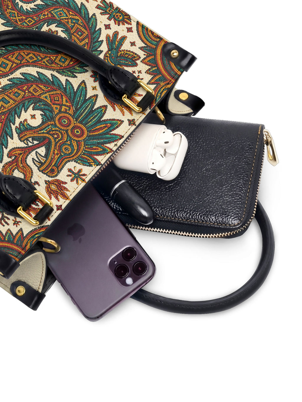 "Soy fuego que no se apaga" ver.2 Small Leather Handbag - interior | Paleta Bags