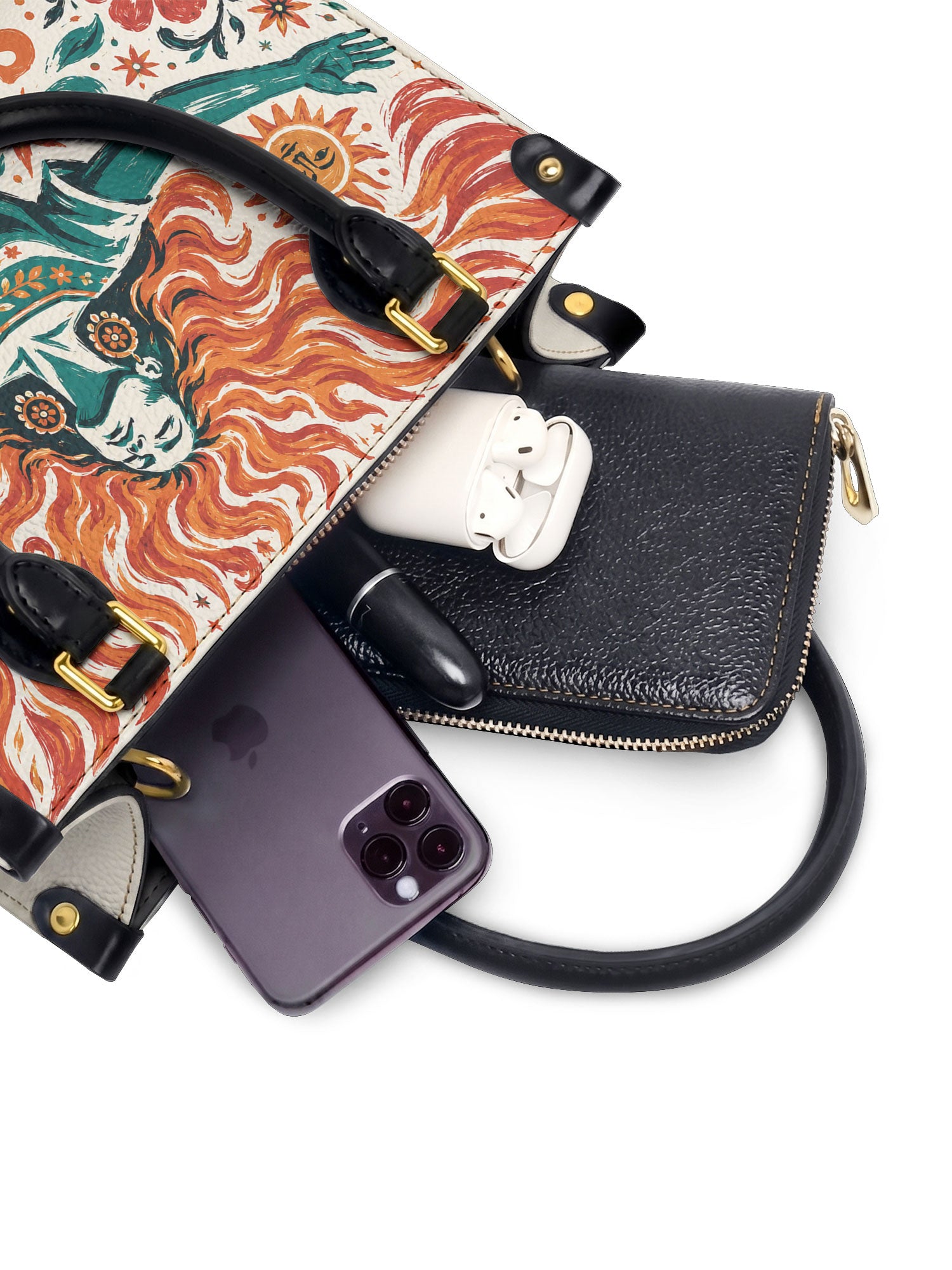 "Soy fuego que no se apaga" ver.4 Small Leather Handbag - interior | Paleta Bags