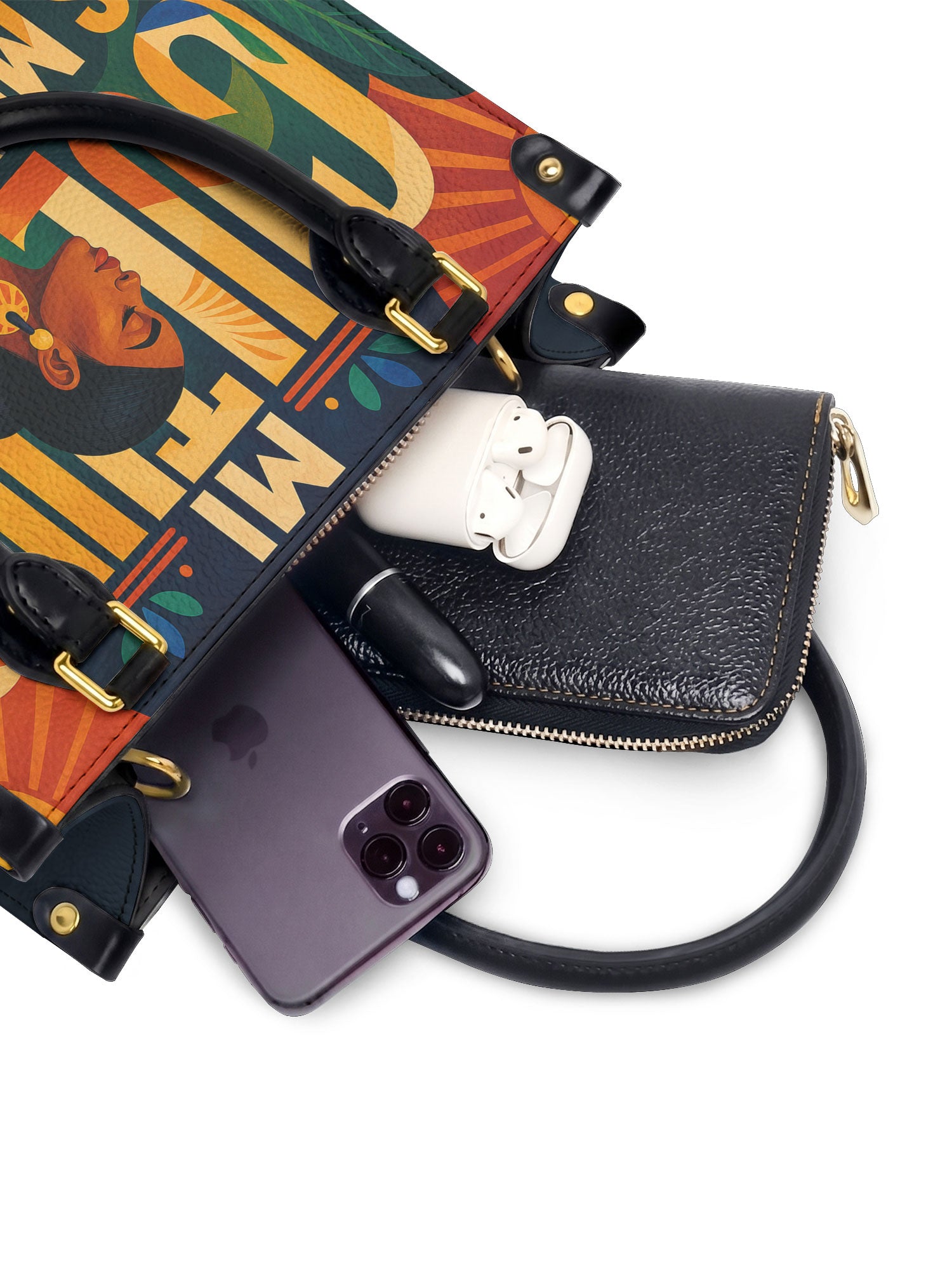 "Mi cultura es mi fortaleza" ver.2 Small Leather Handbag - interior | Paleta Bags