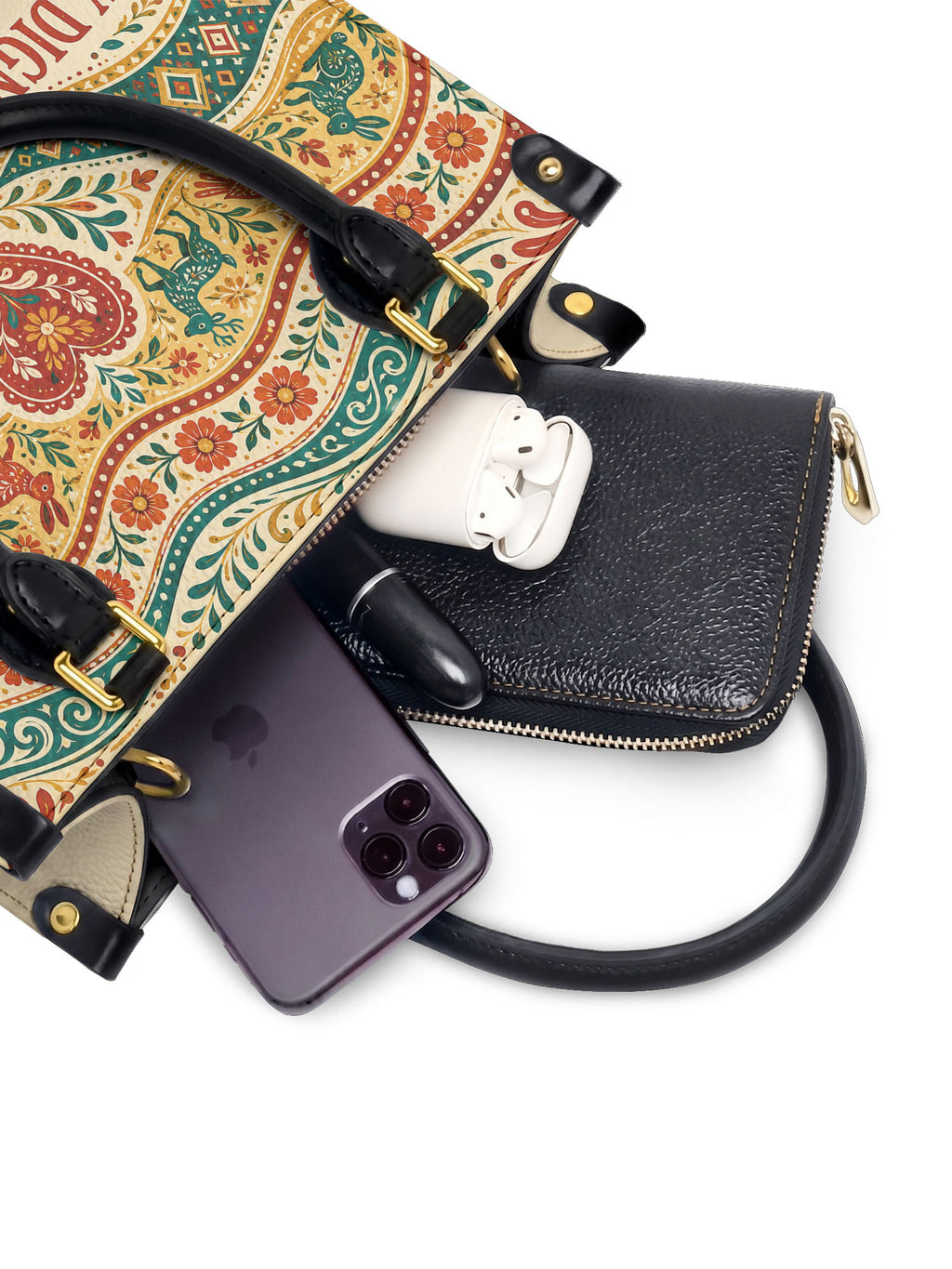 "Otomi Wild Embroidery" ver.1 Small Leather Handbag - interior | Paleta Bags