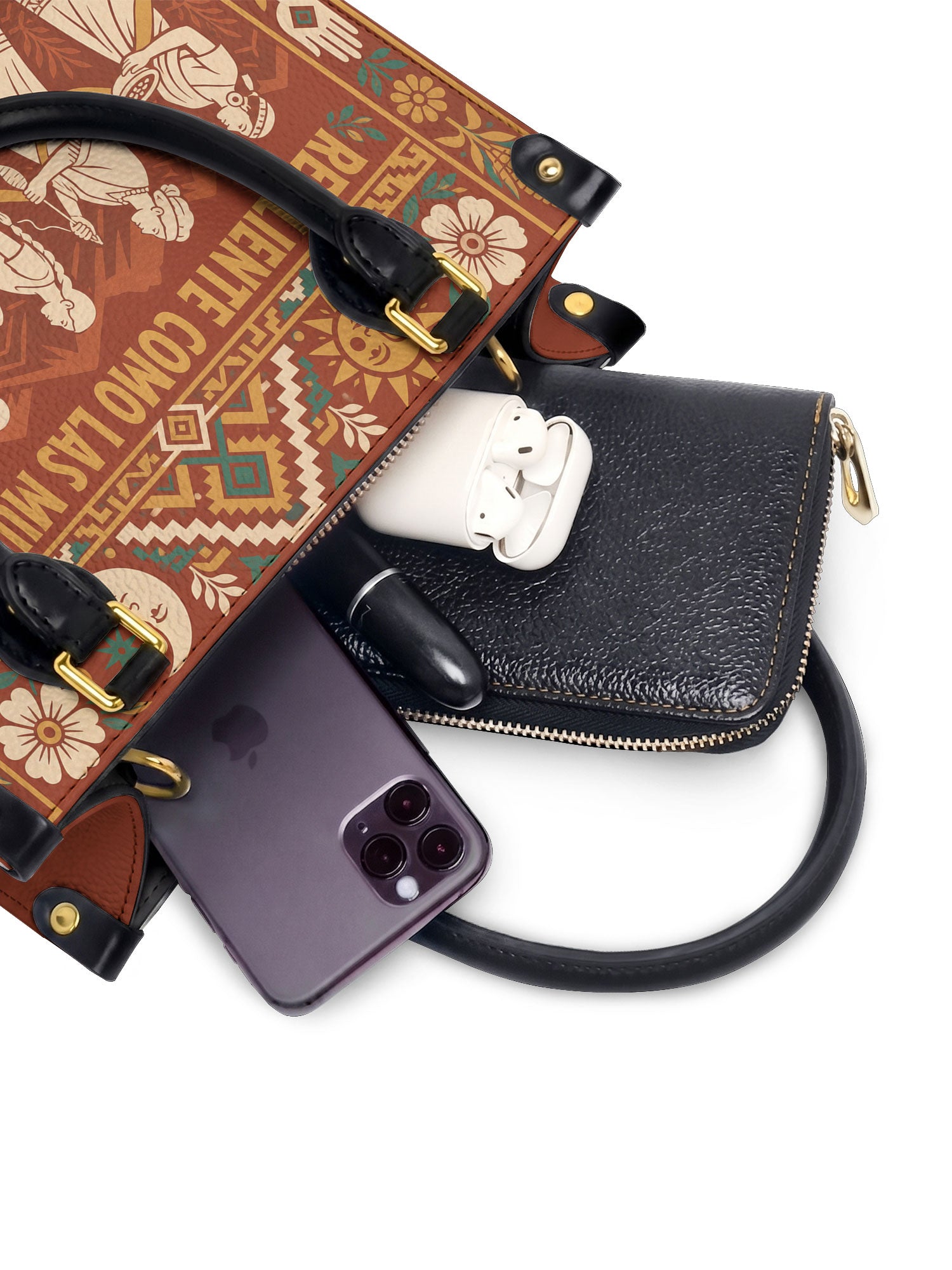 "Resiliente como las mujeres que me precedieron" ver.1 Small Leather Handbag - interior | Paleta Bags