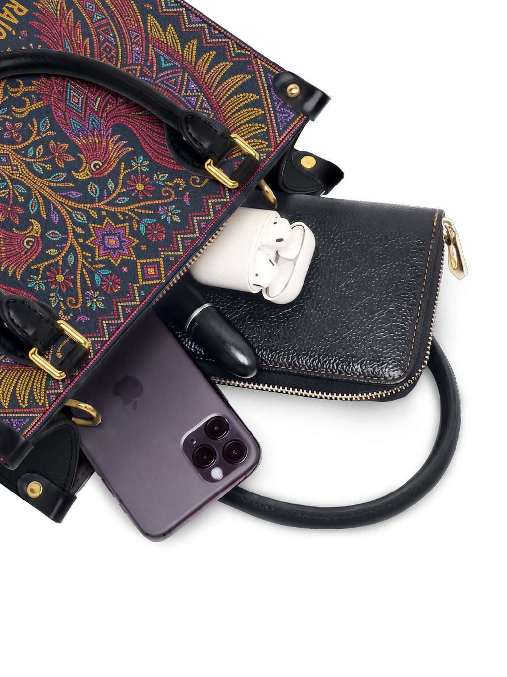 "Raíces profundas, alas libres" ver.1 Small Leather Handbag - interior | Paleta Bags