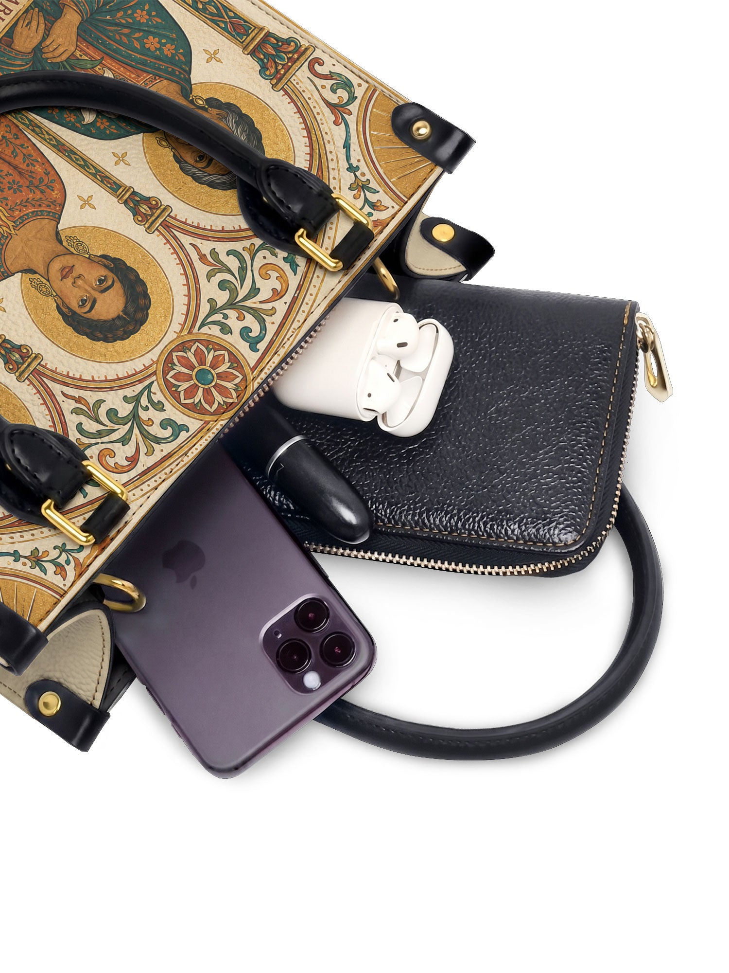 "Llevada por mujeres que inspiran" ver.1 Small Leather Handbag - interior | Paleta Bags
