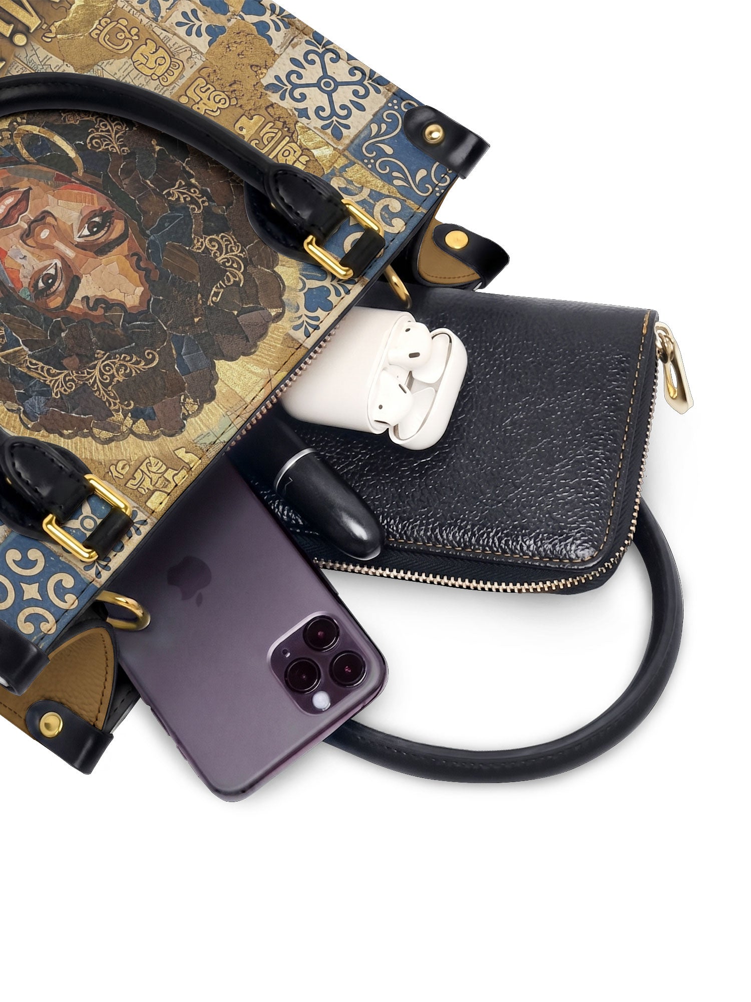 "Mi Raíz es Oro" ver.3 Small Leather Handbag - interior | Paleta Bags