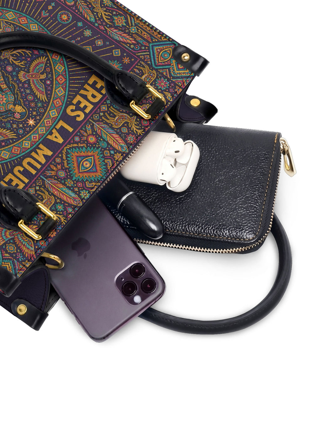 "Eres la mujer que alguna vez soñaste ser" ver.8 Small Leather Handbag - interior | Paleta Bags