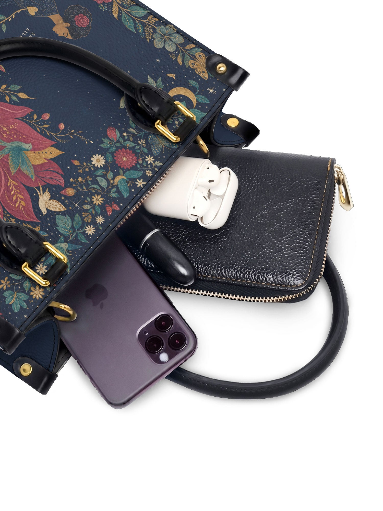 "Sanó en silencio, floreció con fuerza" ver.2 Small Leather Handbag - interior | Paleta Bags