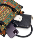 "Educada. Orgullosa. Imparable" ver.1 Small Leather Handbag - interior | Paleta Bags
