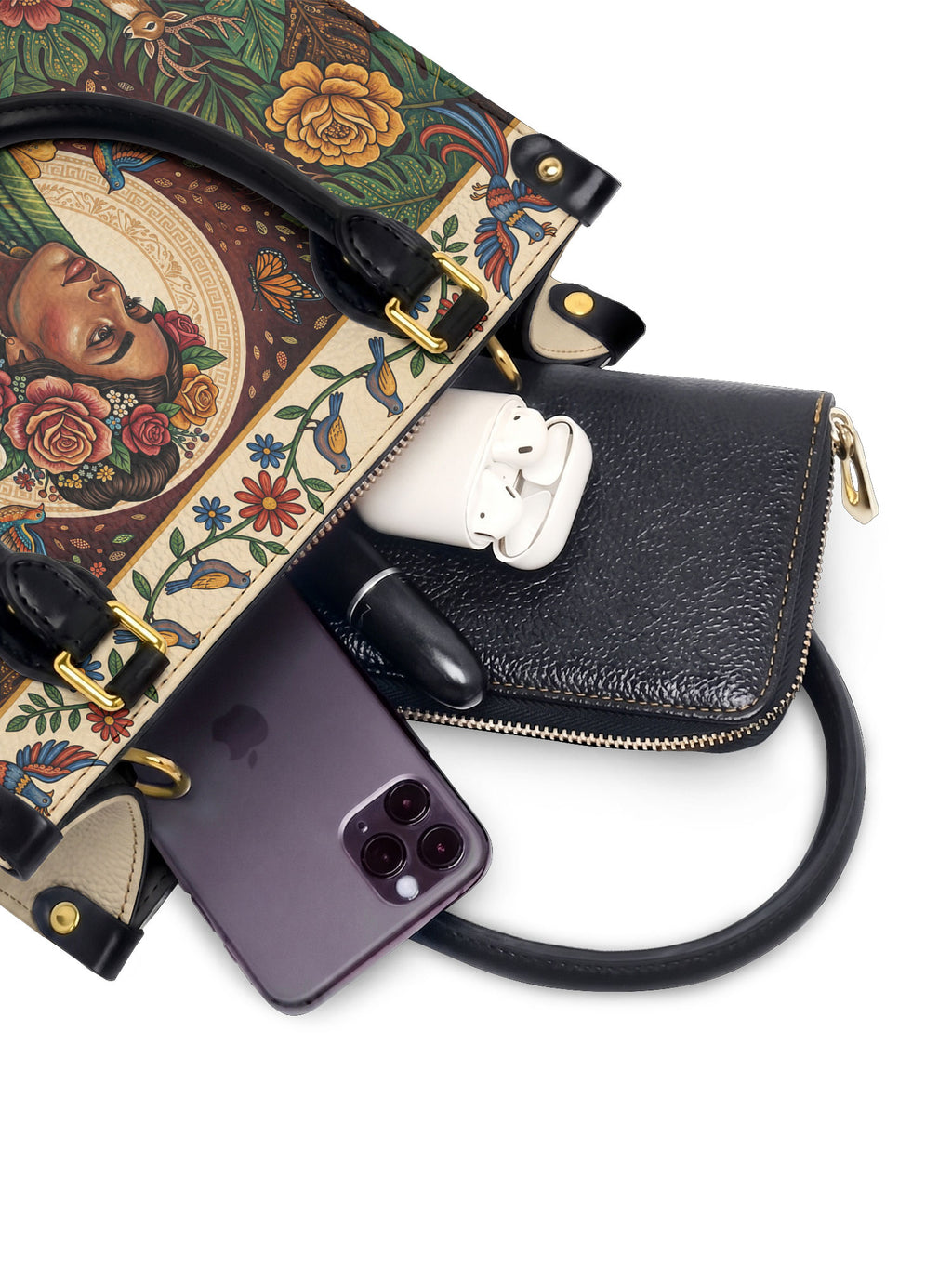 "Se amó hasta florecer" ver.8 Small Leather Handbag - interior | Paleta Bags